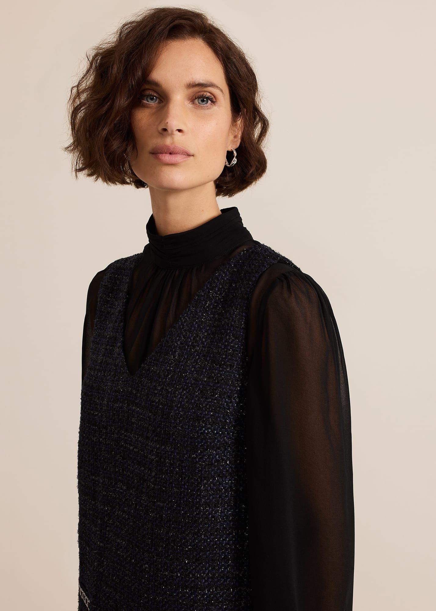 Sabine Navy Tweed Dress