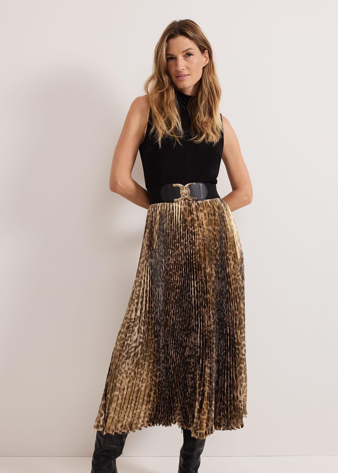 ${product-id}-Meloni Jersey Leopard Pleat Midi Dress-Black Multi-${view-type}