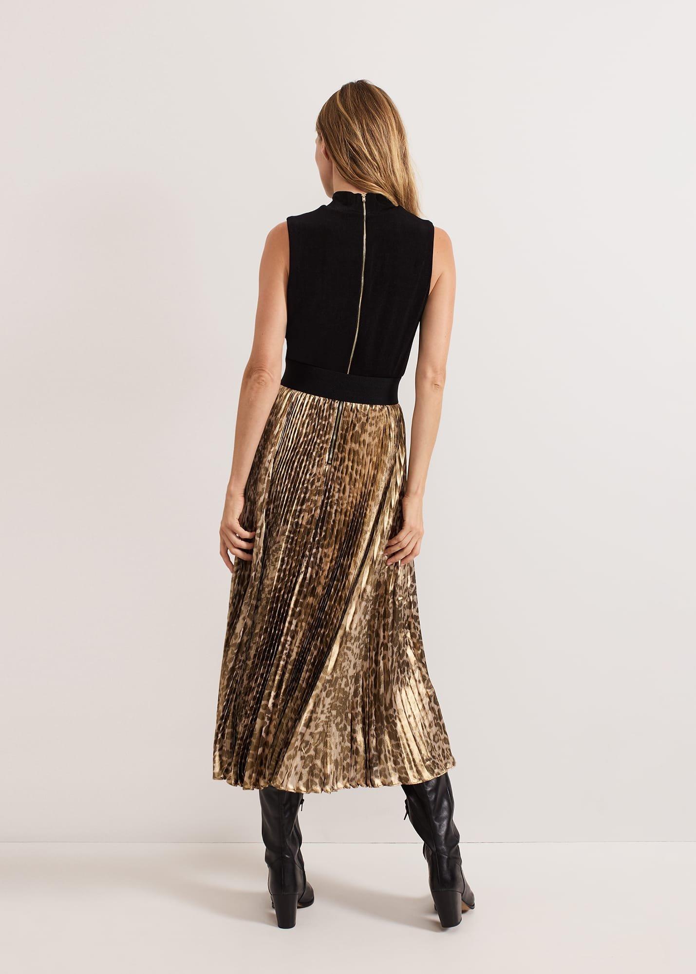 ${product-id}-Meloni Jersey Leopard Pleat Midi Dress-Black Multi-${view-type}