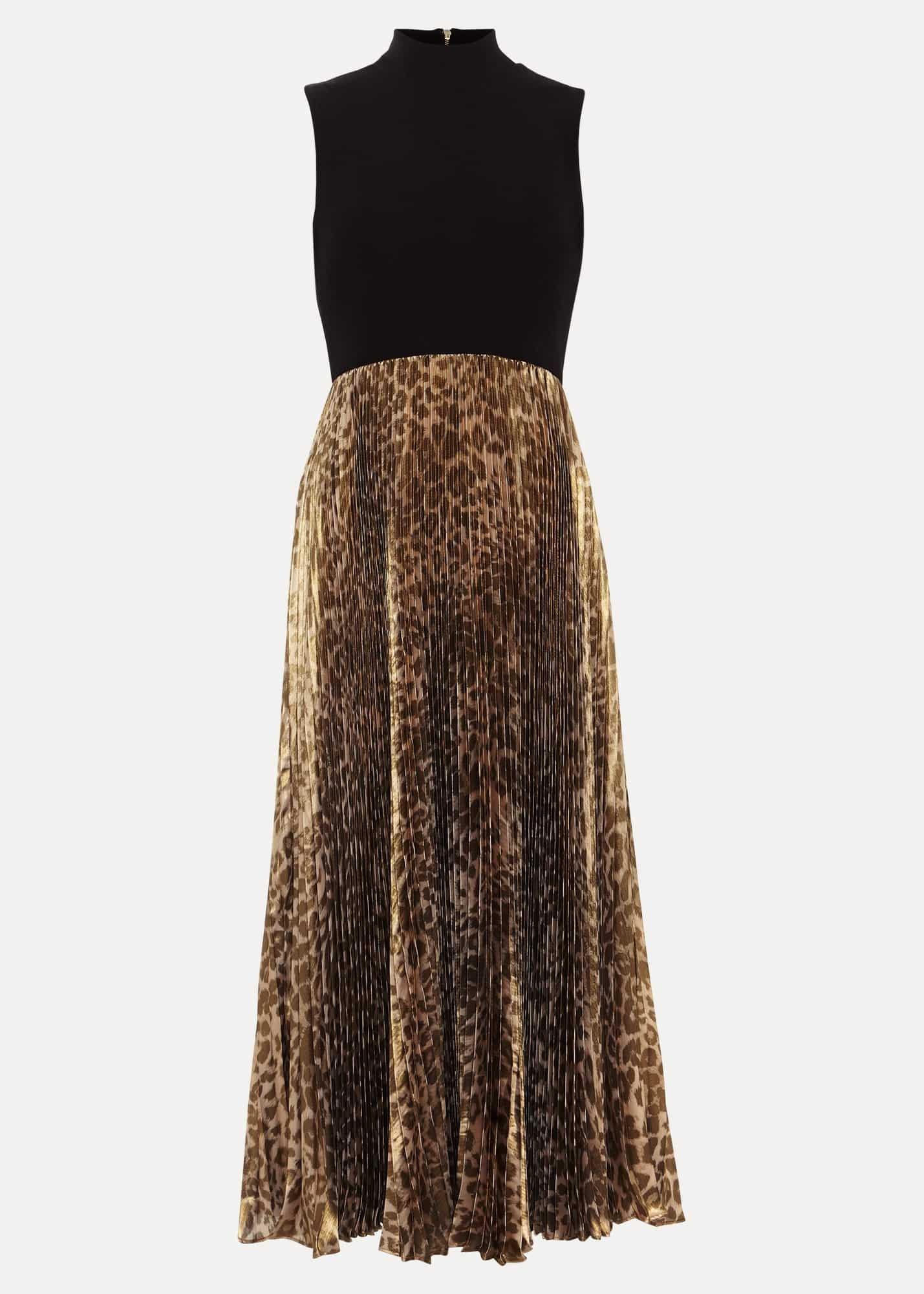 Meloni Jersey Leopard Pleat Midi Dress