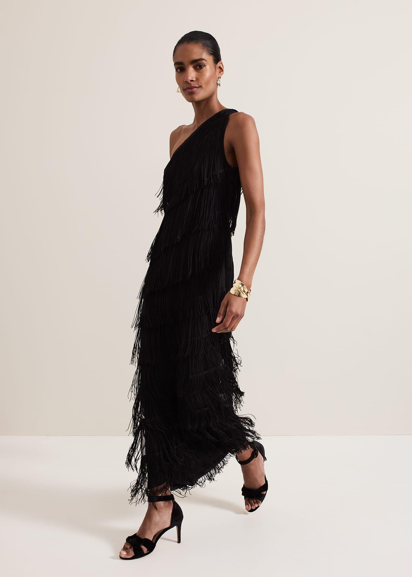 Otto One Shoulder Fringe Maxi Dress