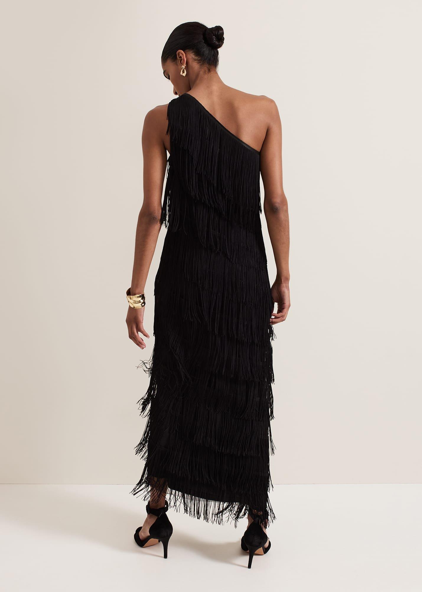 Otto One Shoulder Fringe Maxi Dress