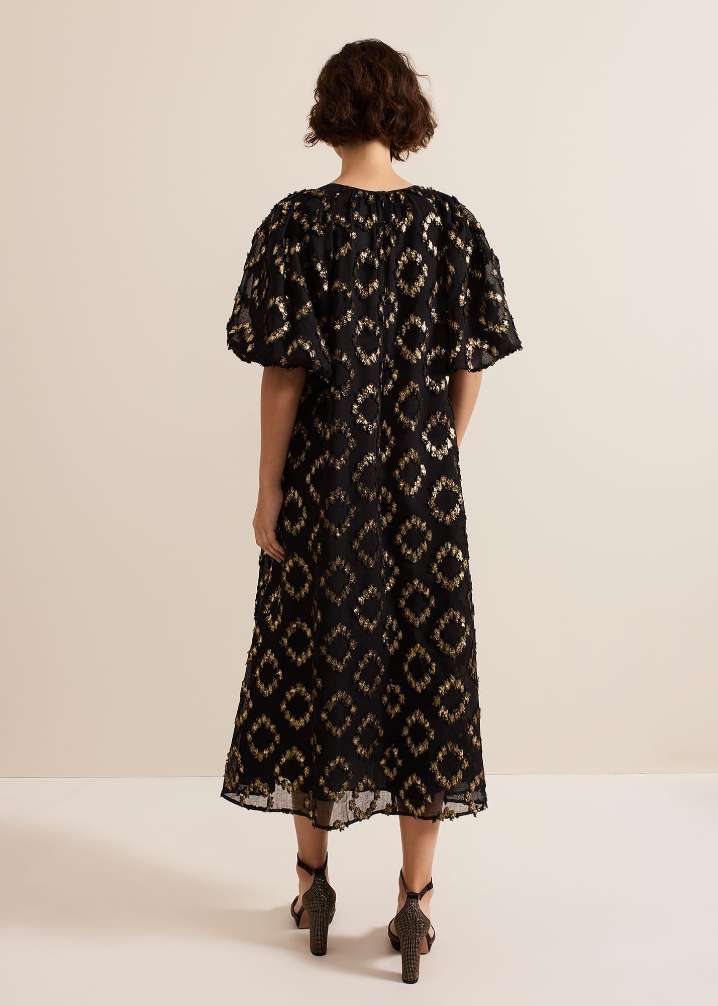 Bella Black Textured Midi Dress