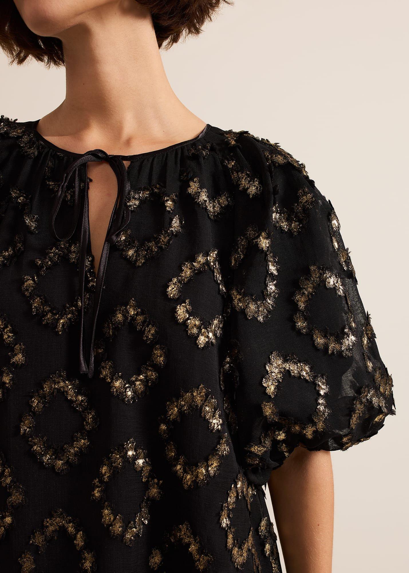 Bella Black Textured Midi Dress