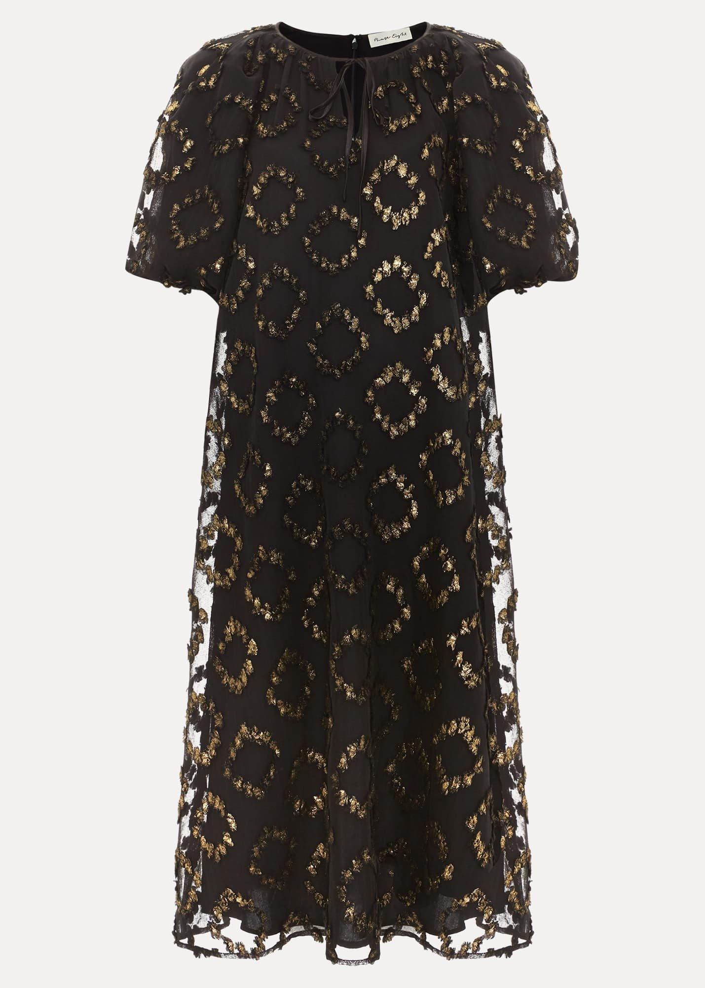 Bella Black Textured Midi Dress