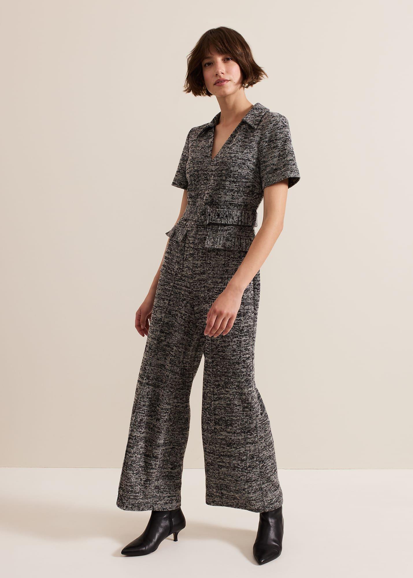 Lavinia Grey Tweed Wide Leg Jumpsuit