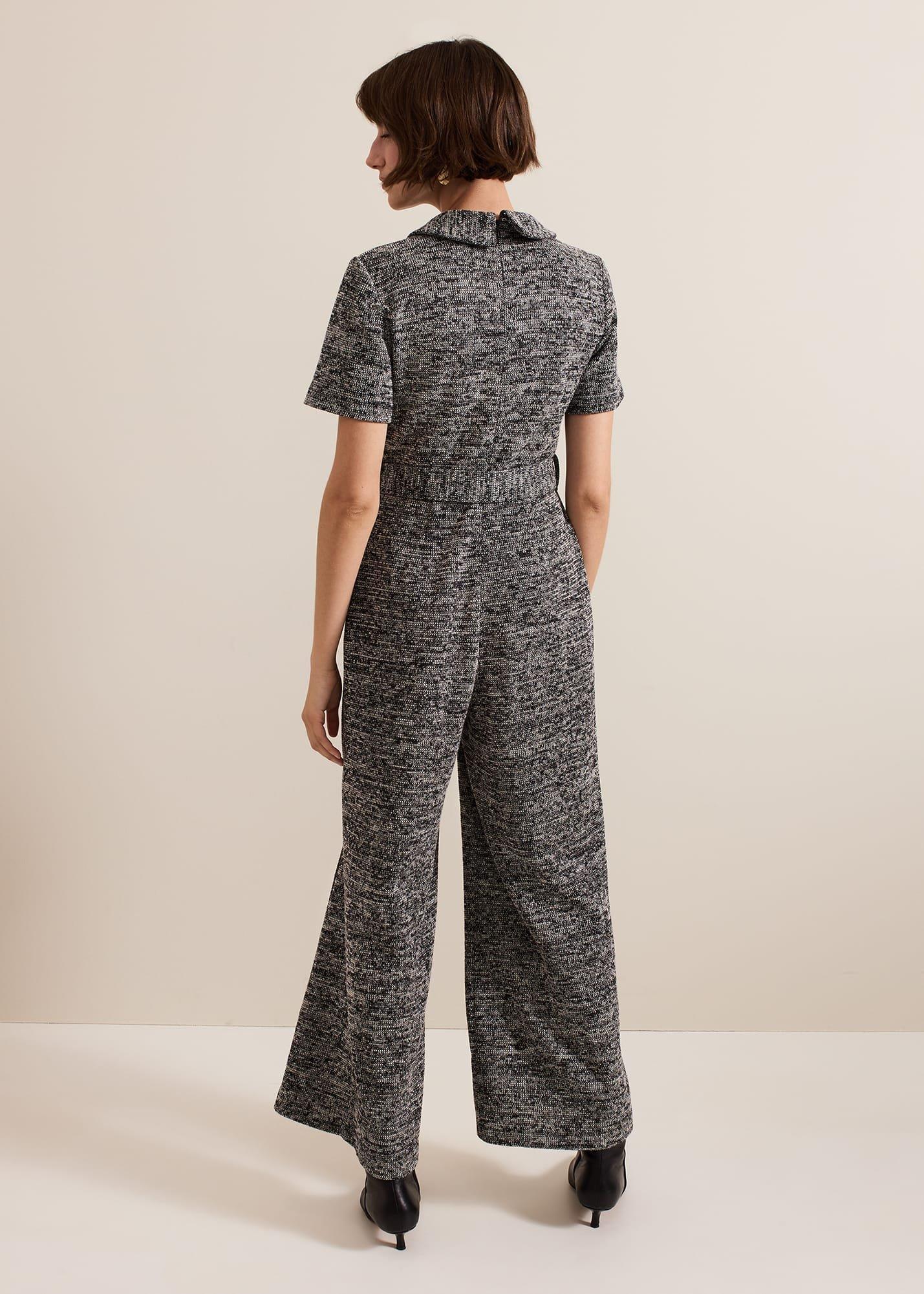 Lavinia Grey Tweed Wide Leg Jumpsuit