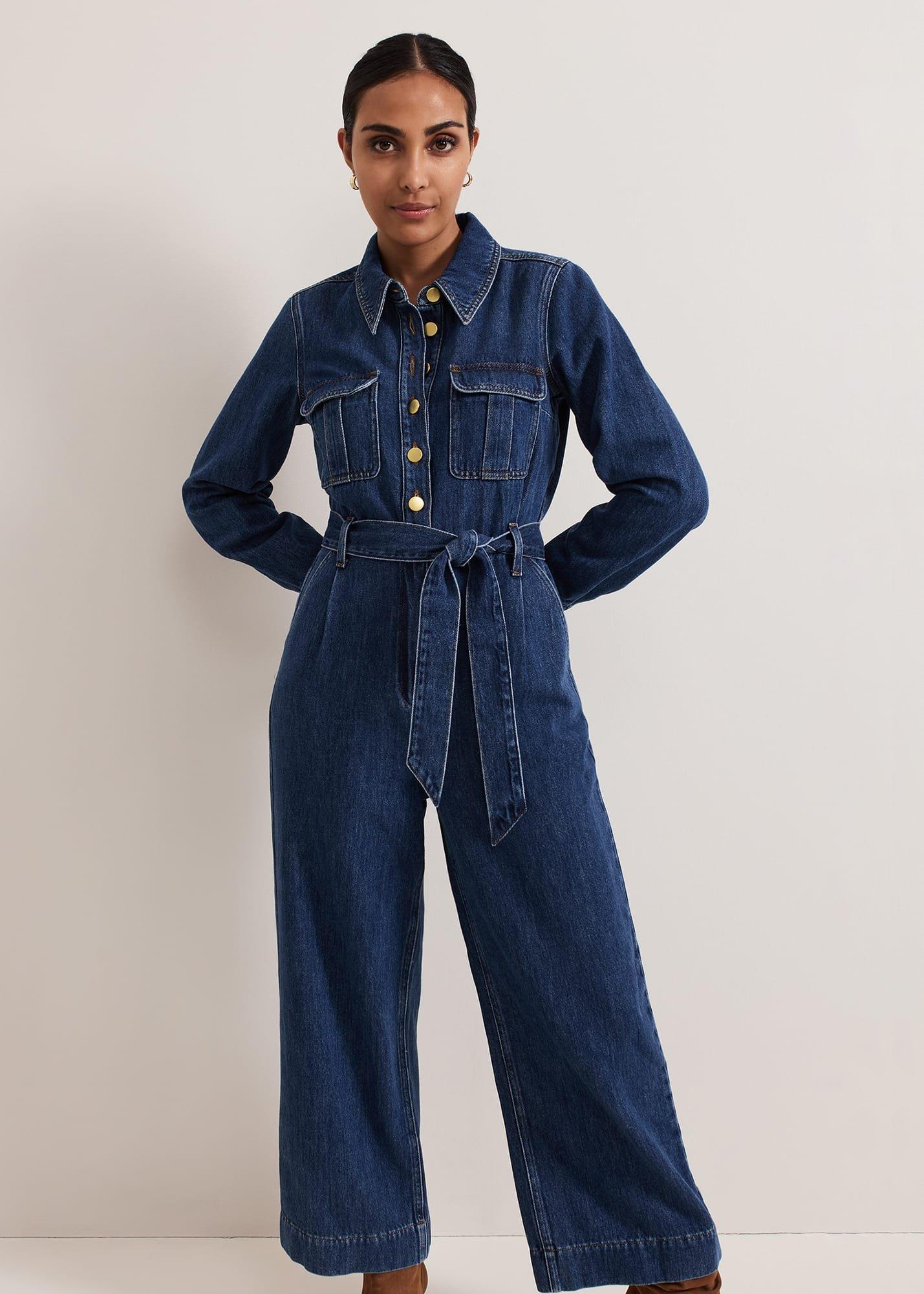 Petite Avalon Denim Utility Jumpsuit