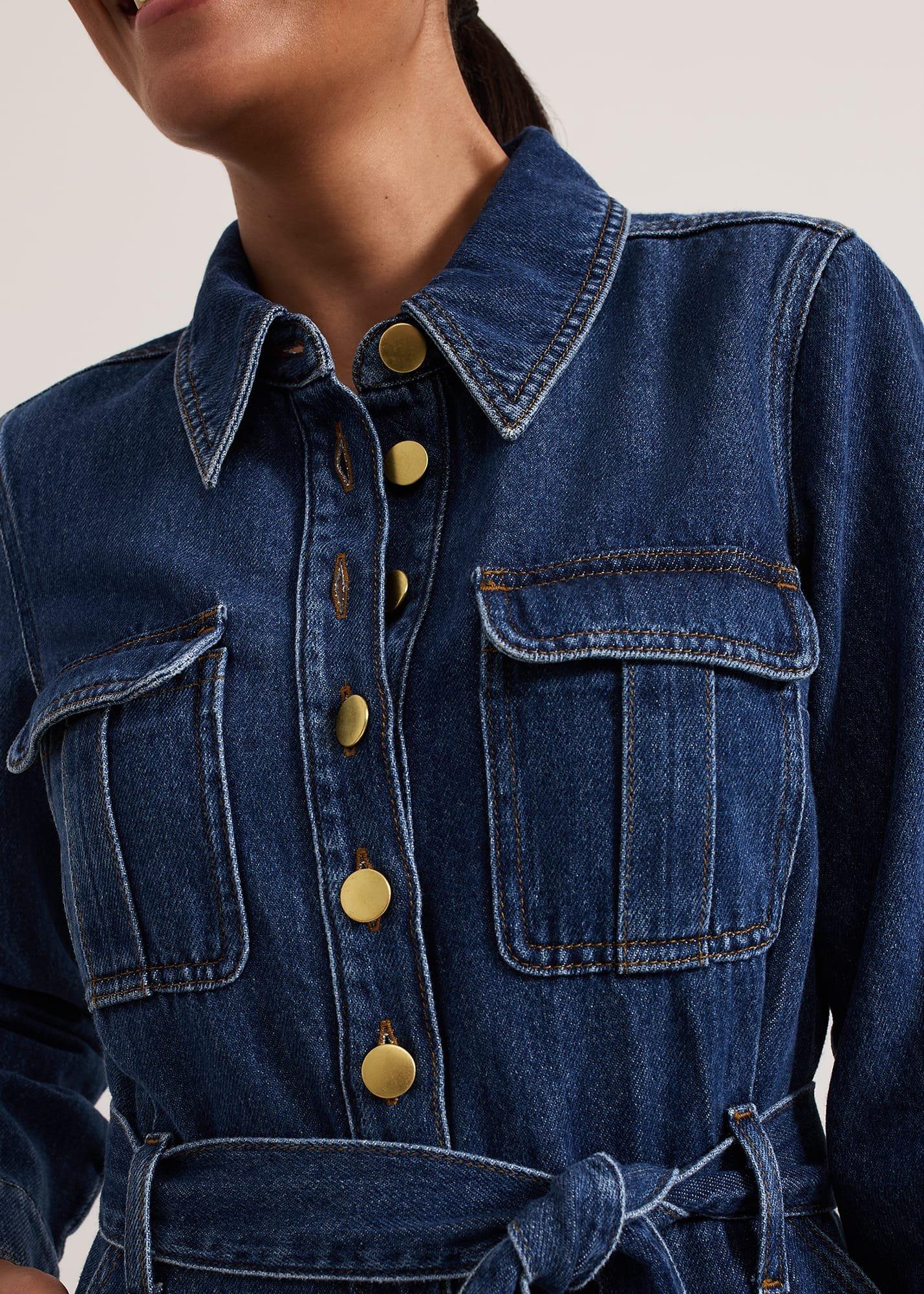 Petite Avalon Denim Utility Jumpsuit