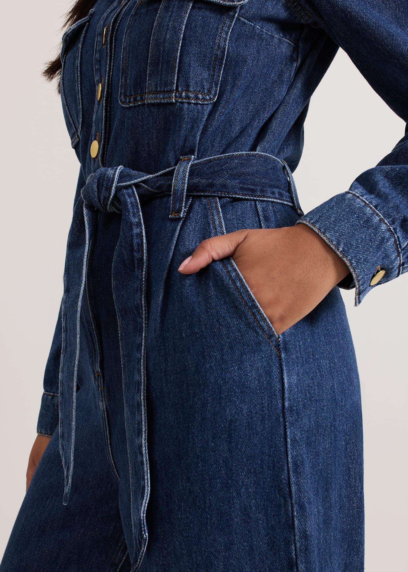 Petite Avalon Denim Utility Jumpsuit