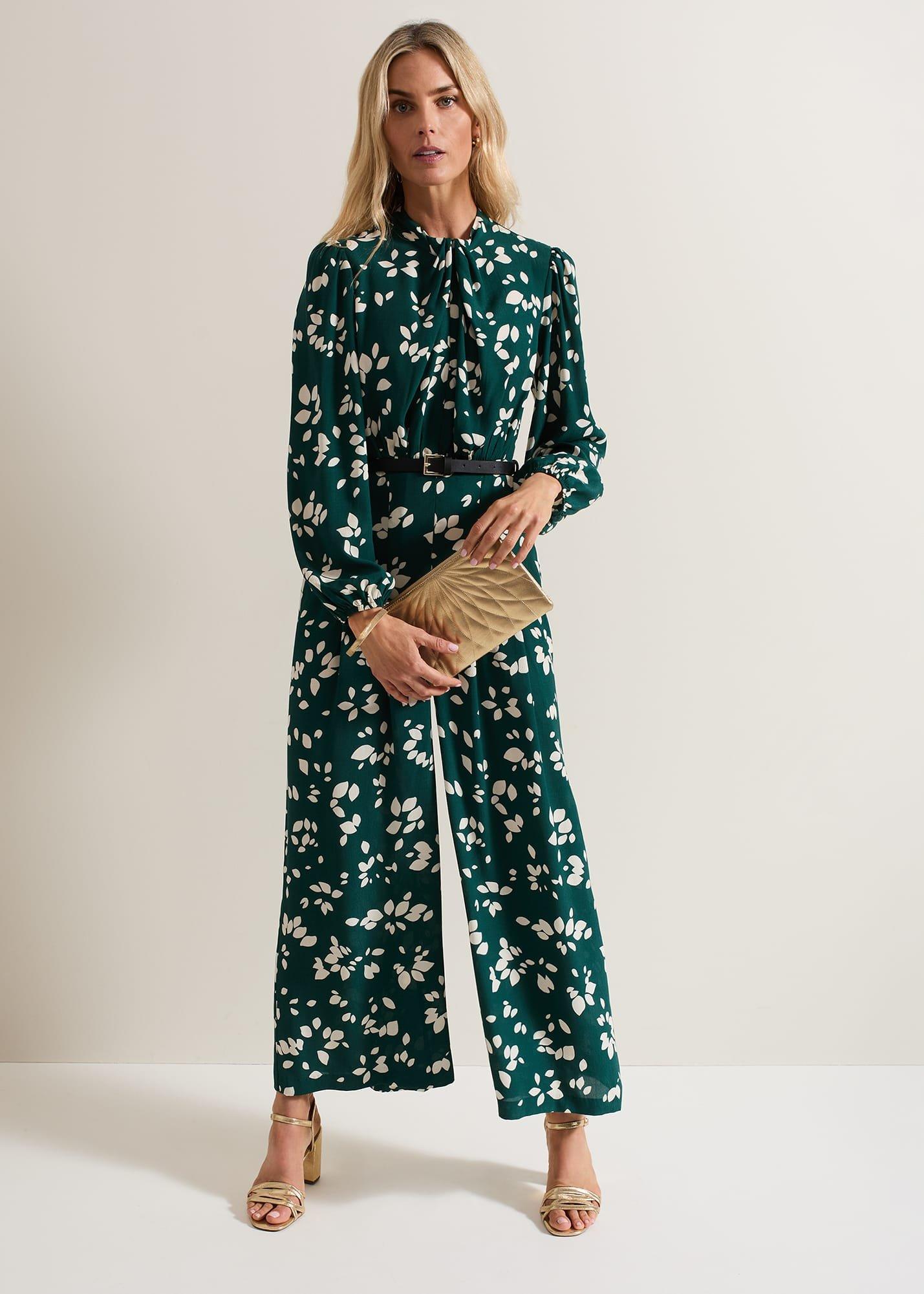 Micaela Green Twist Neck Jumpsuit