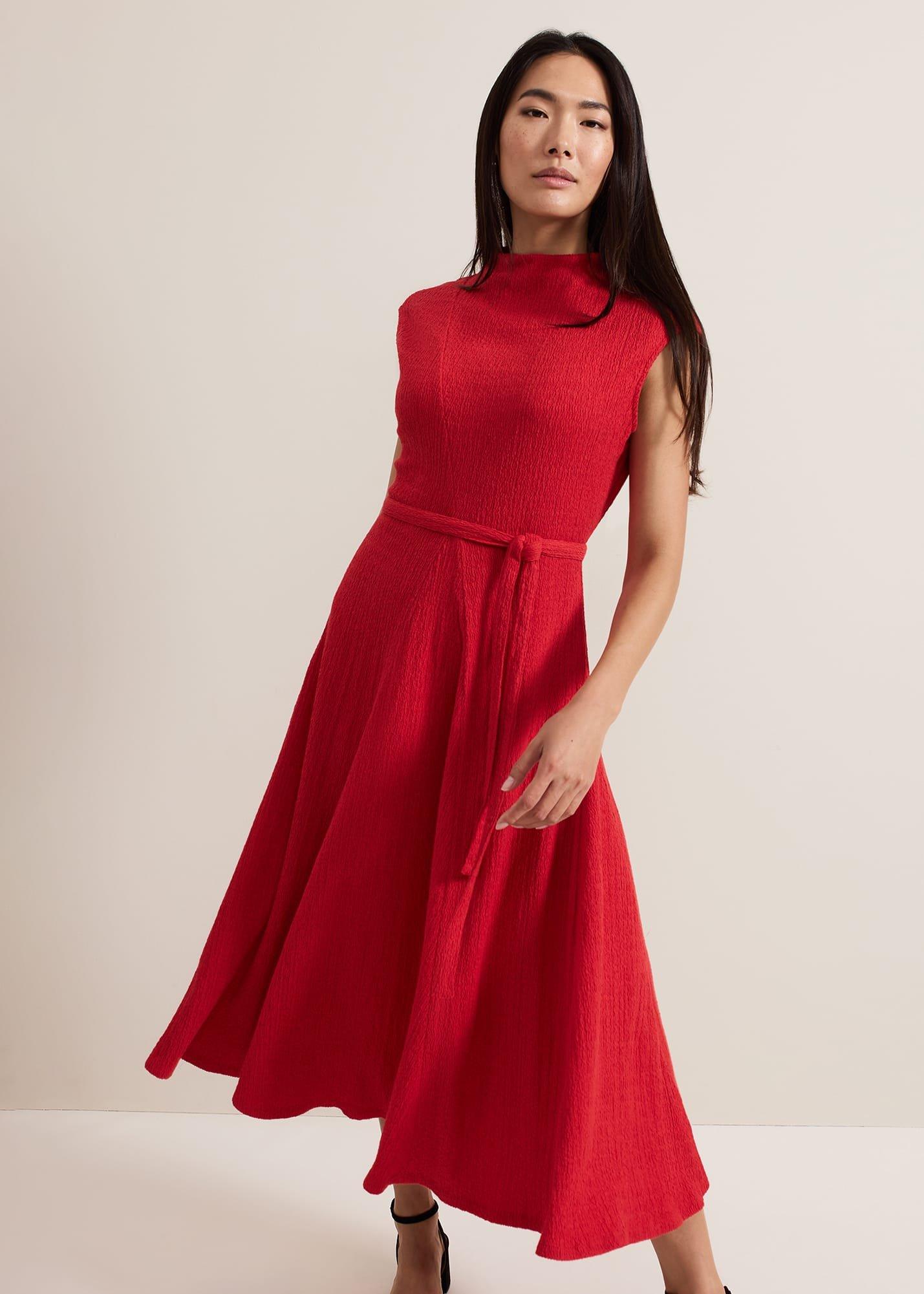 Ofelia Red Jersey Textured Dress
