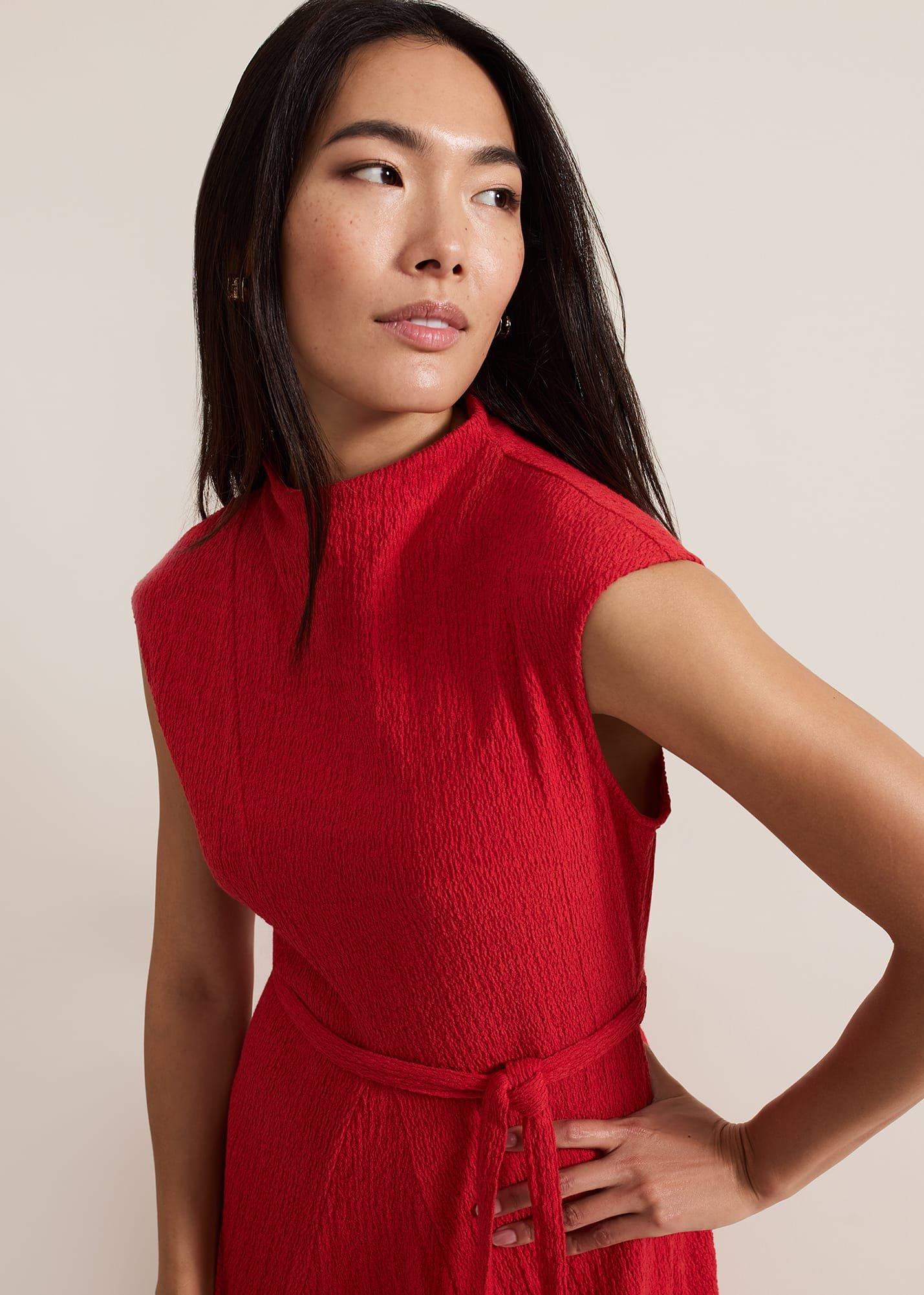Ofelia Red Jersey Textured Dress