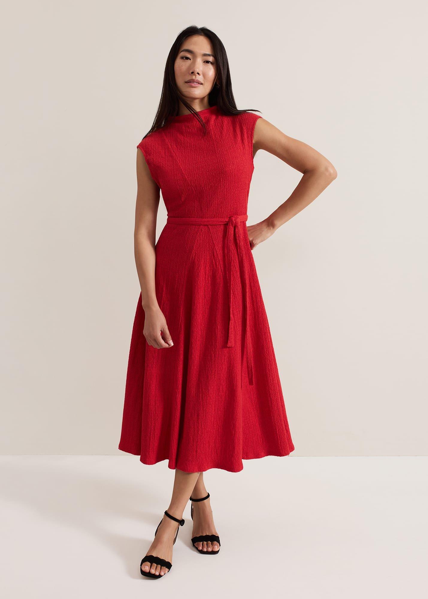 Ofelia Red Jersey Textured Dress