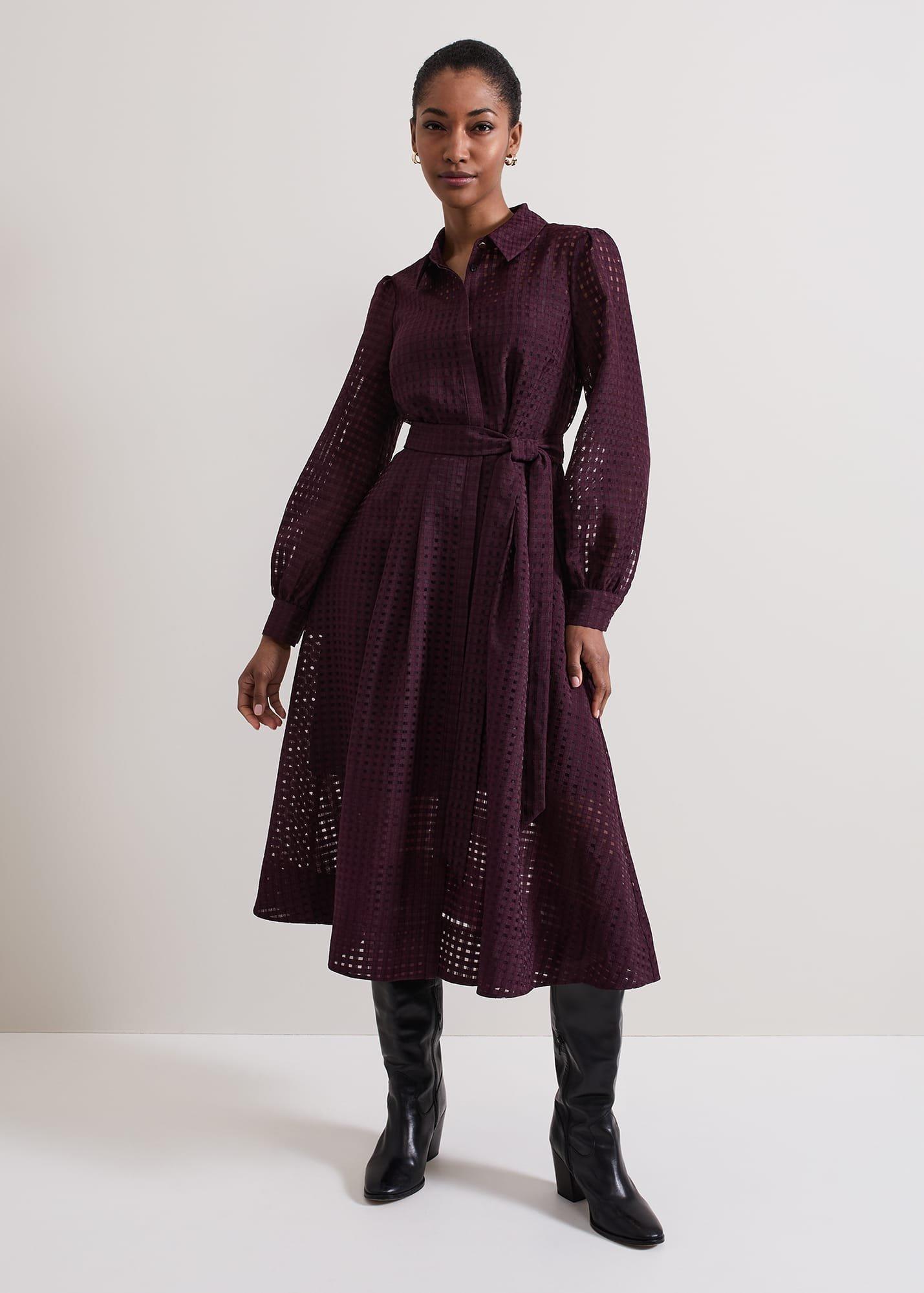 Natalie Burgandy Shirt Dress