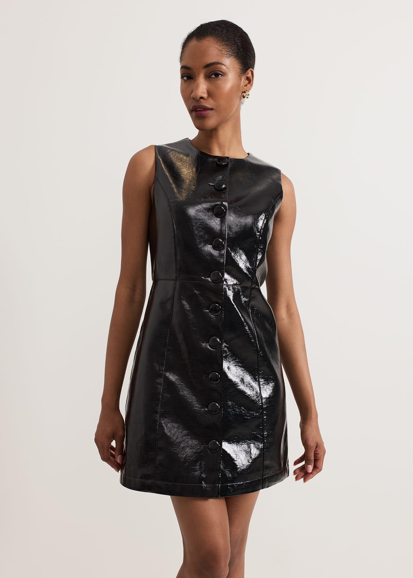 Theodora Black Pinafore Dress
