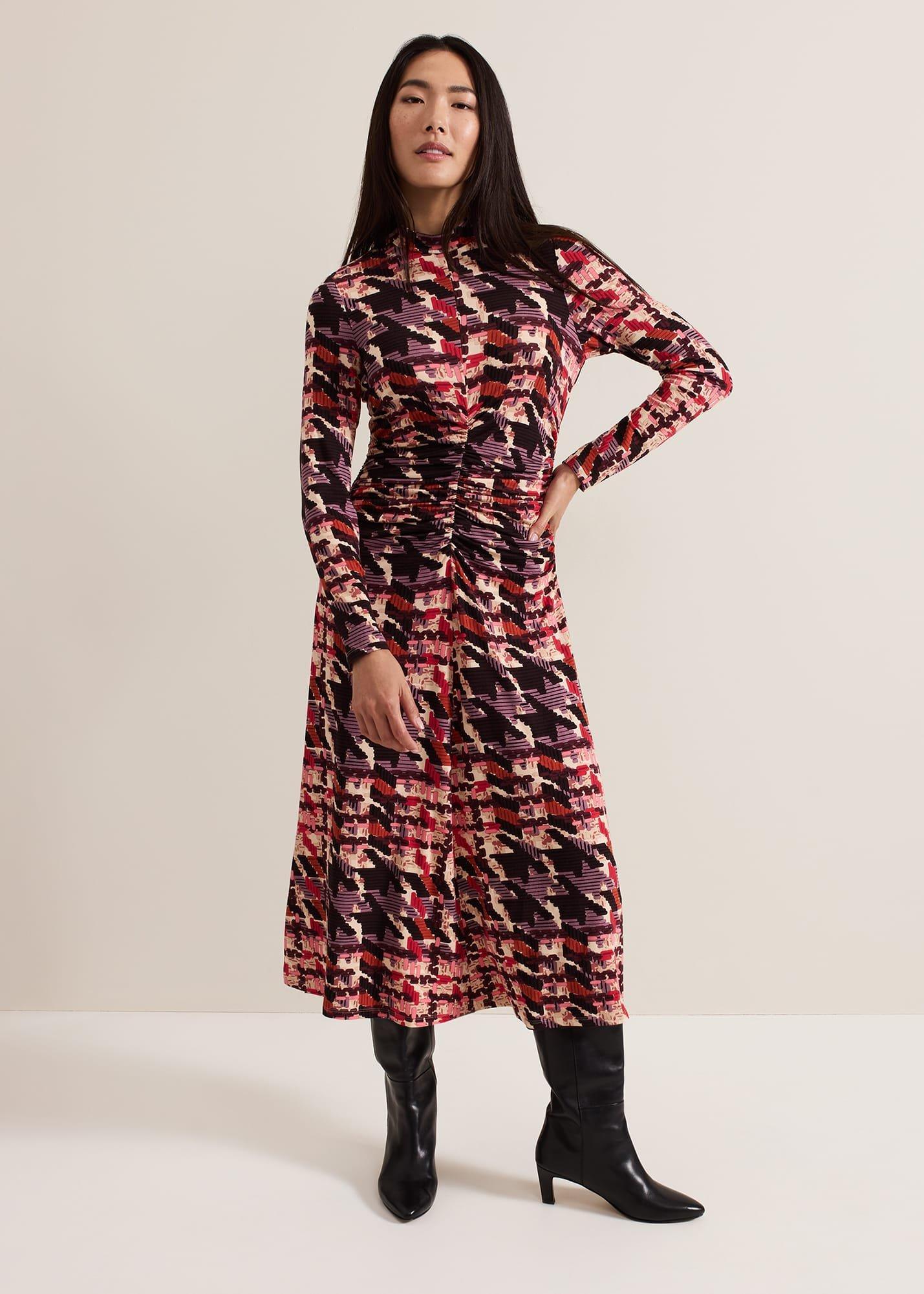 Harrie Dogtooth Colourful Jersey Dress