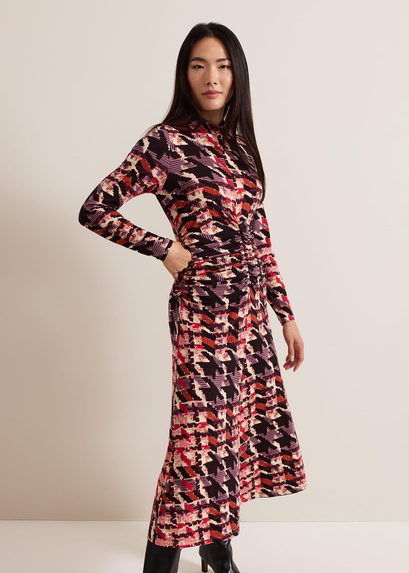 Harrie Dogtooth Colourful Jersey Dress
