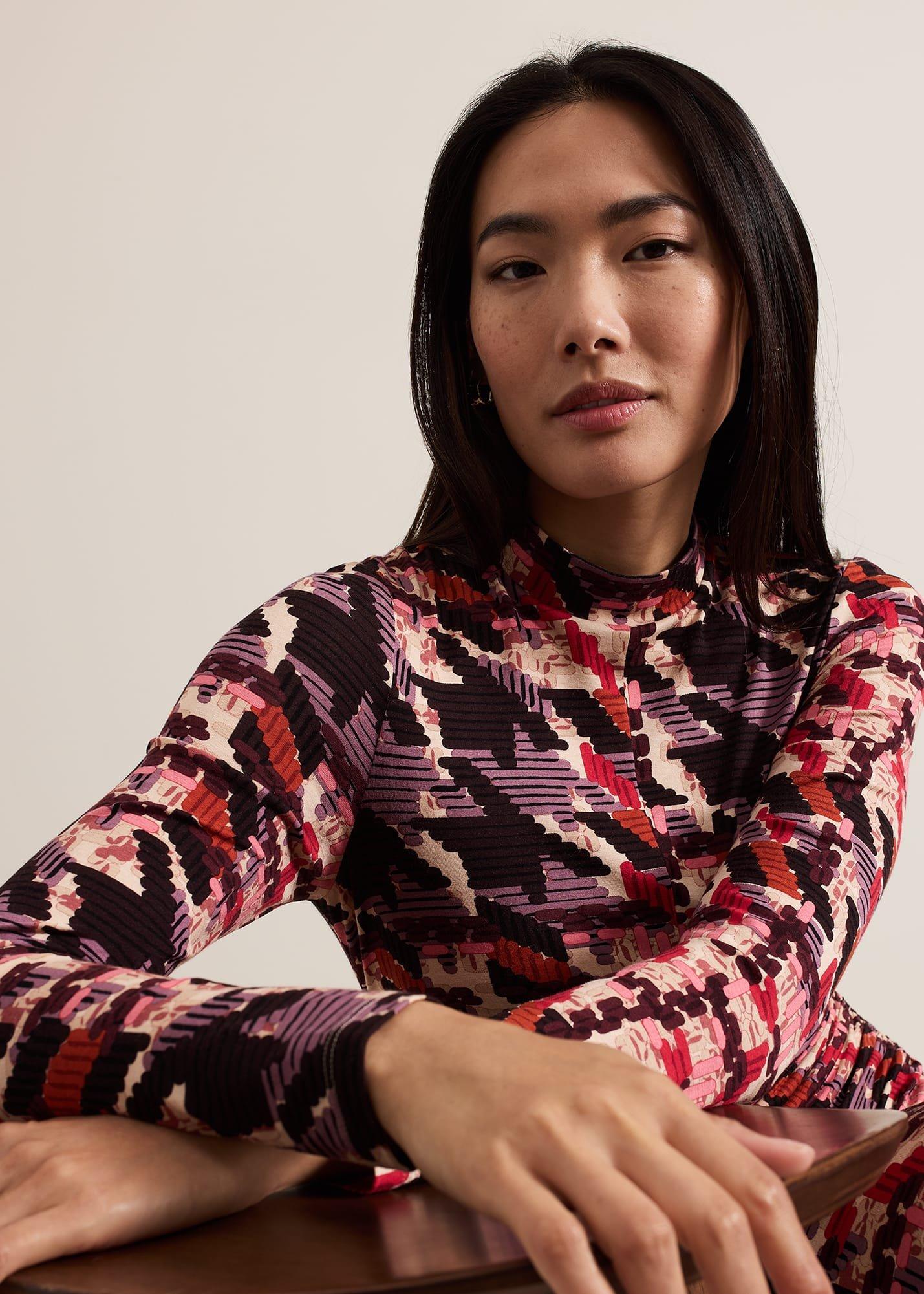 Harrie Dogtooth Colourful Jersey Dress