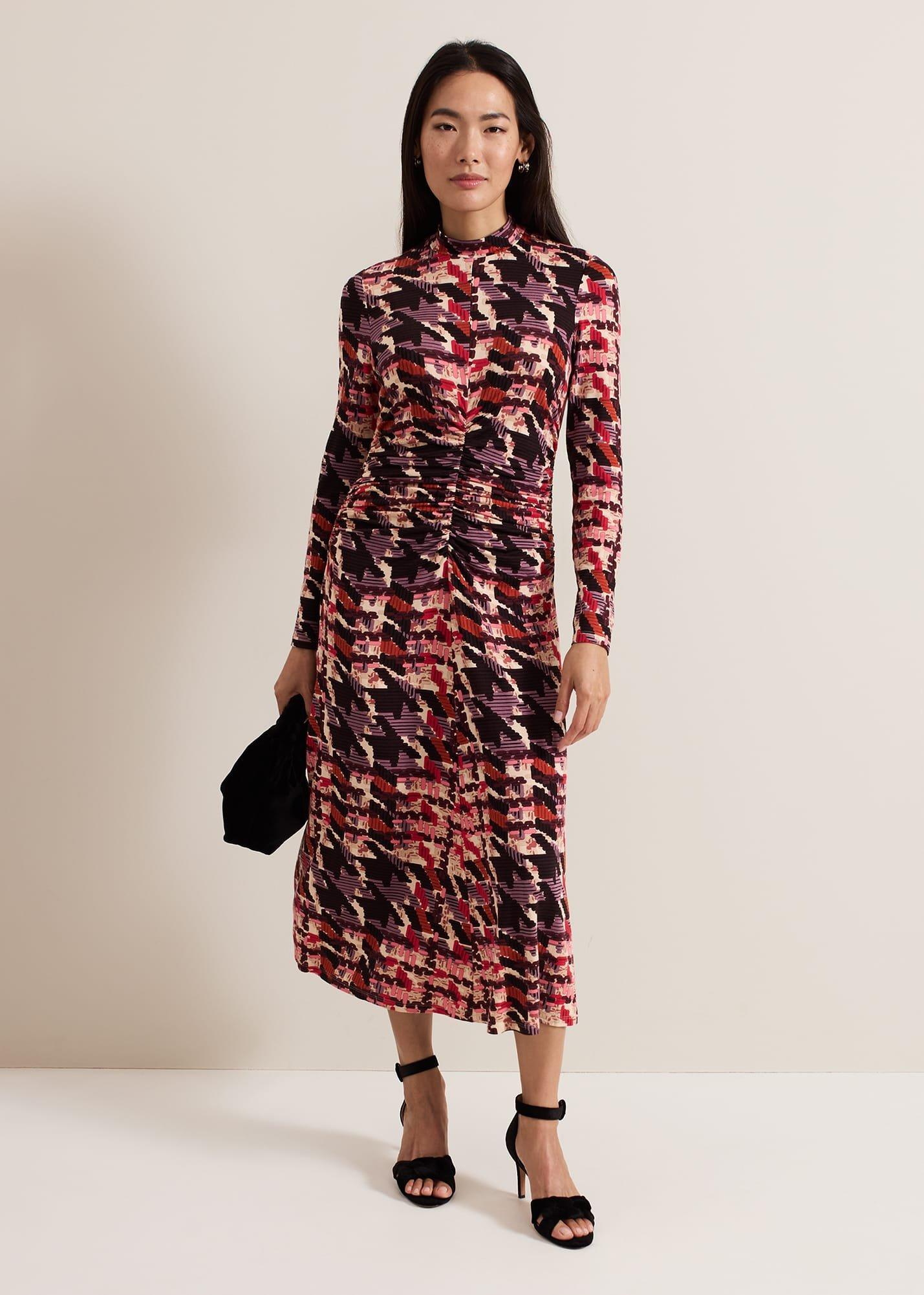 Harrie Dogtooth Colourful Jersey Dress