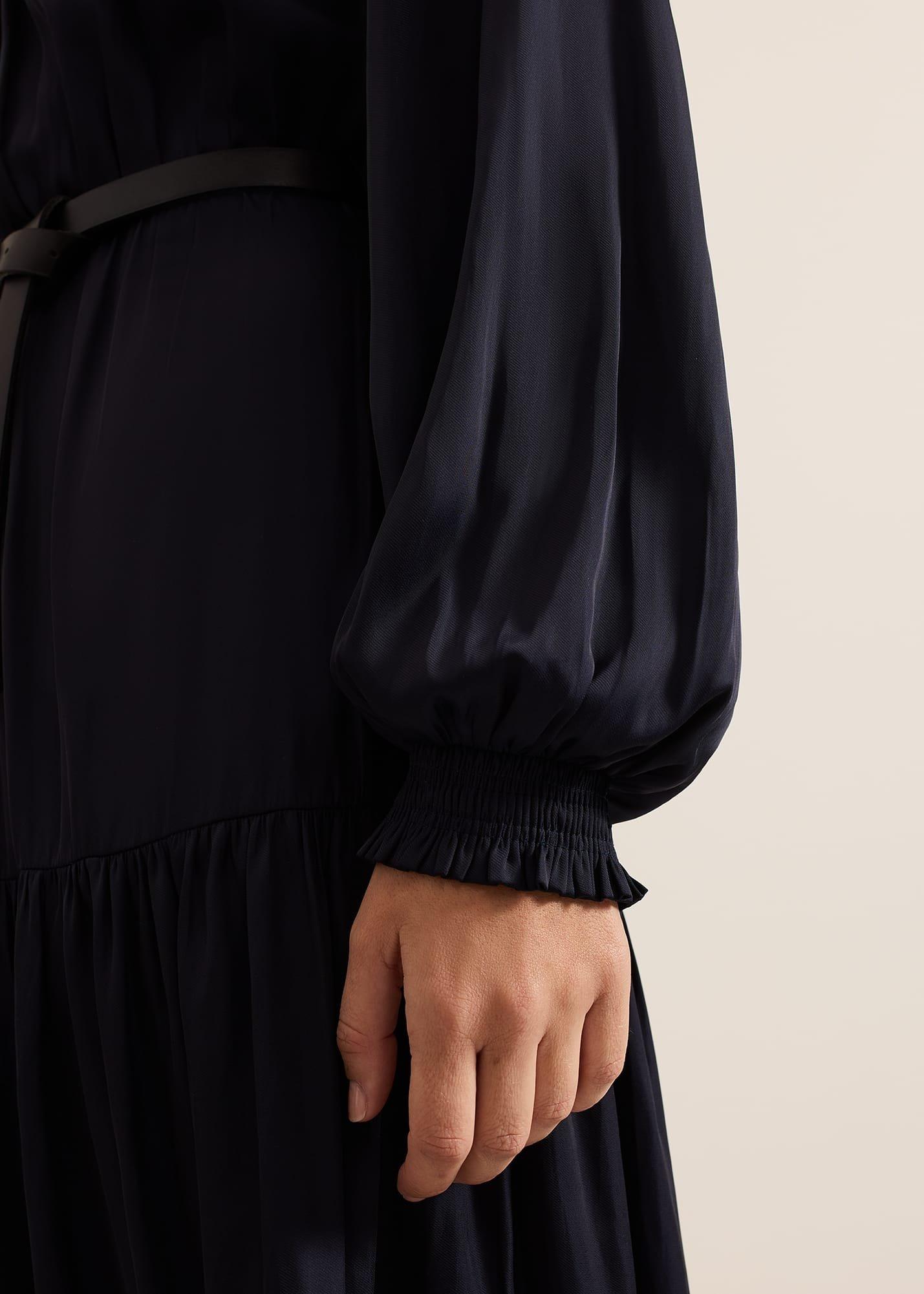Ornella Navy Satin Dress
