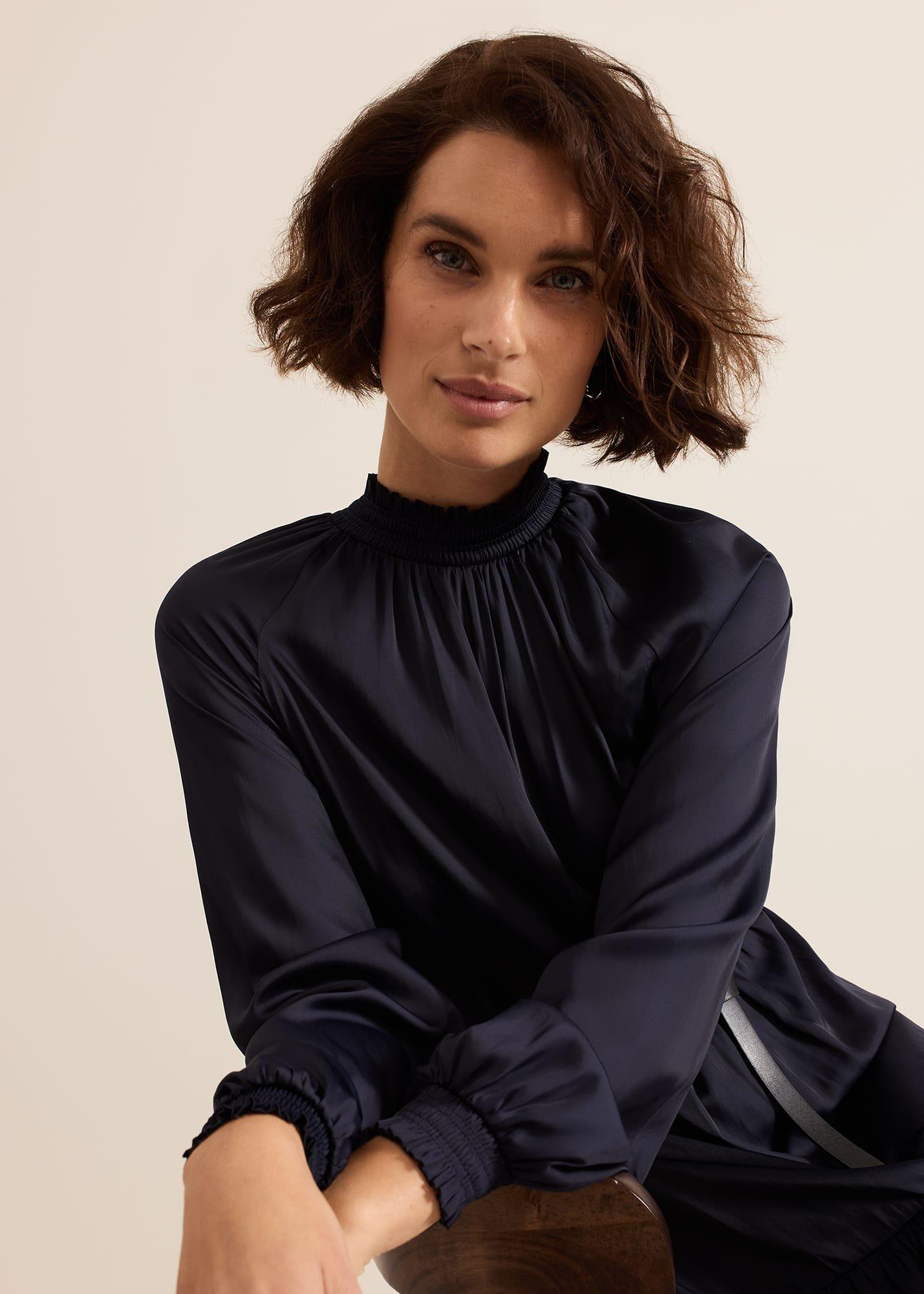 Ornella Navy Satin Dress