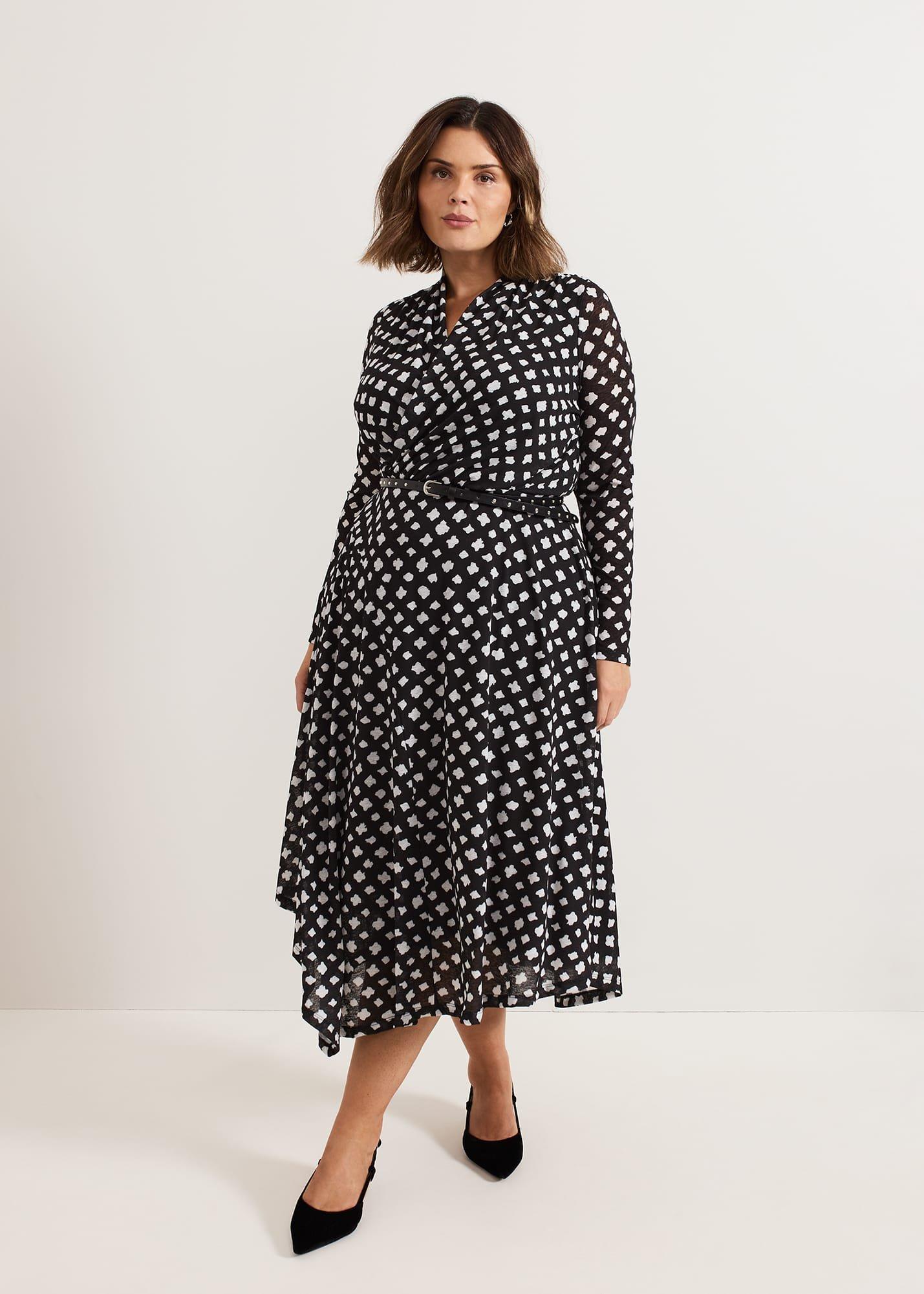 Caitlin Black Printed Mesh Dress