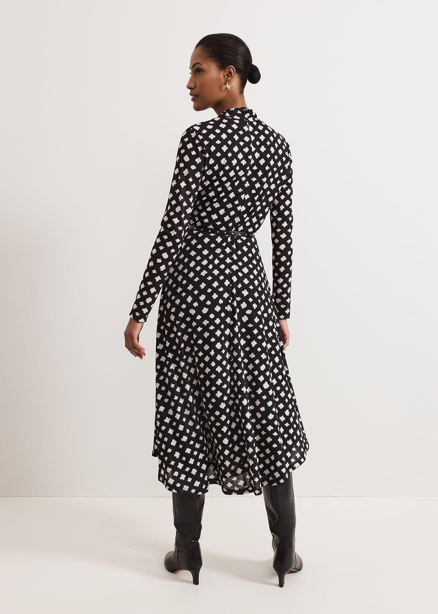Caitlin Black Printed Mesh Dress