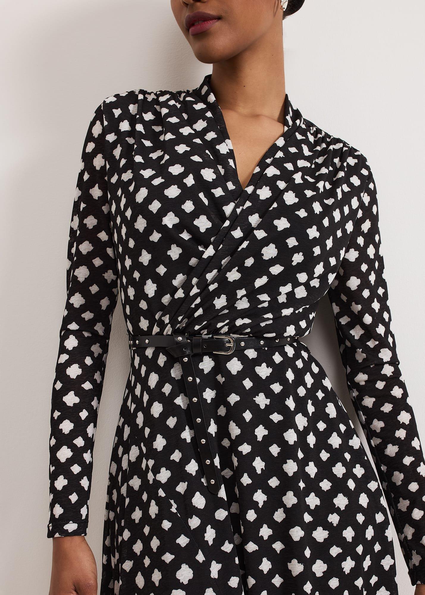 Caitlin Black Printed Mesh Dress