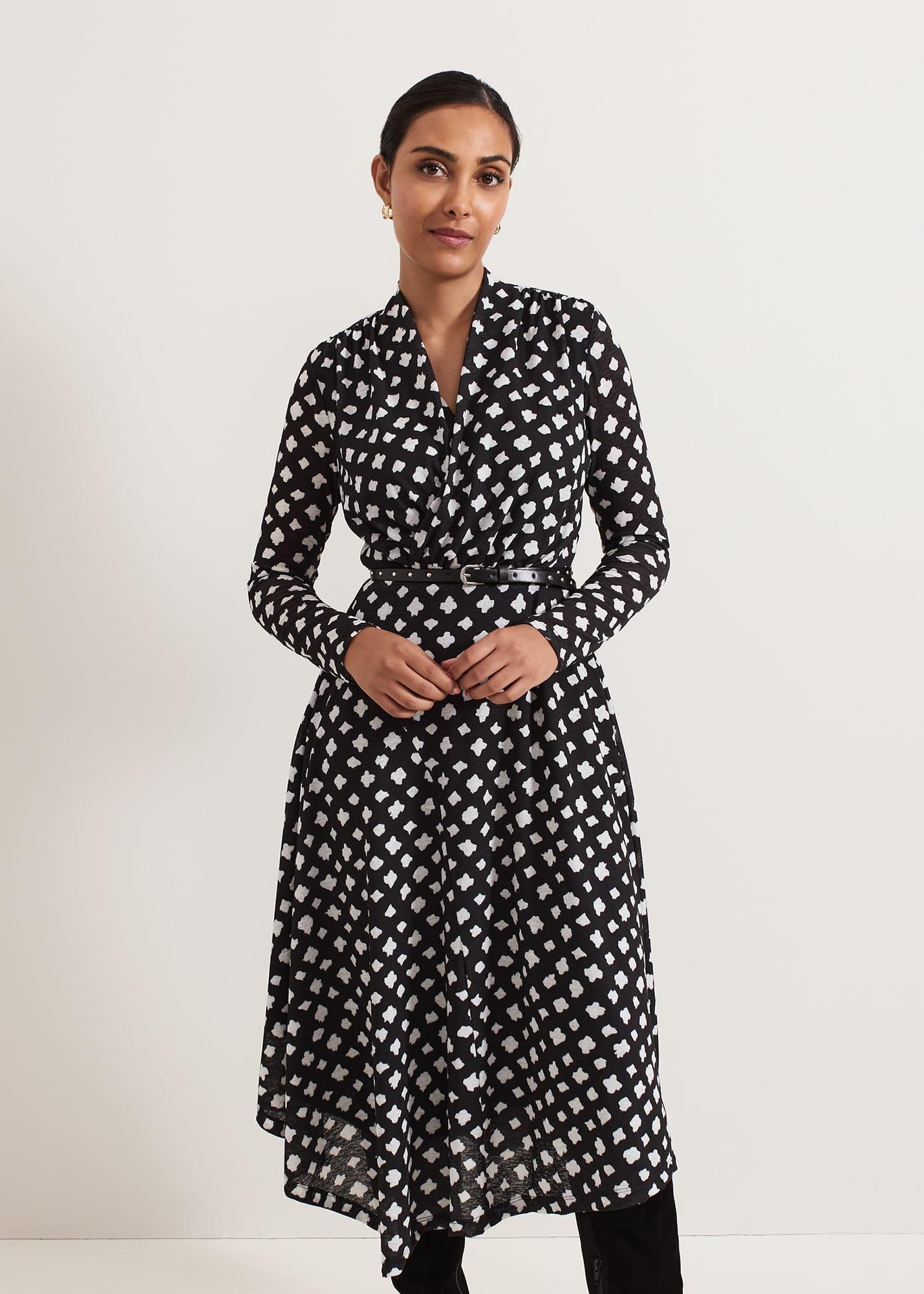 Petite Caitlin Black Printed Mesh Dress