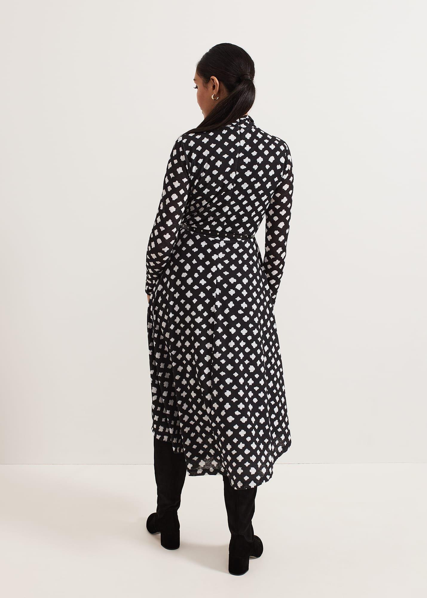 Petite Caitlin Black Printed Mesh Dress