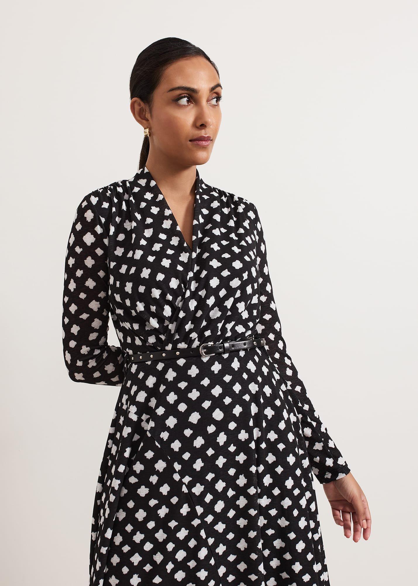 Petite Caitlin Black Printed Mesh Dress