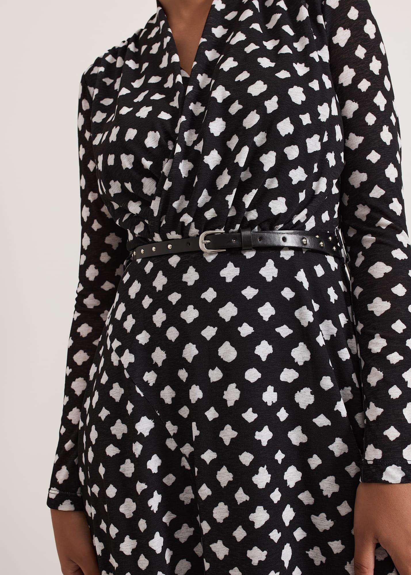 Petite Caitlin Black Printed Mesh Dress