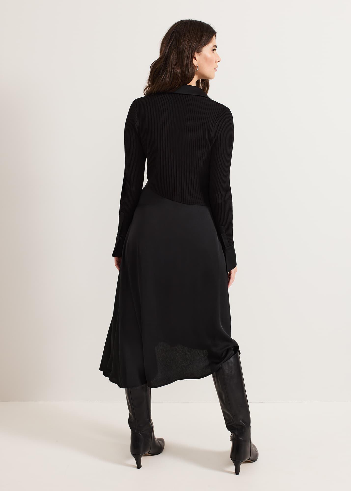 Valeria Black Satin Woven Dress