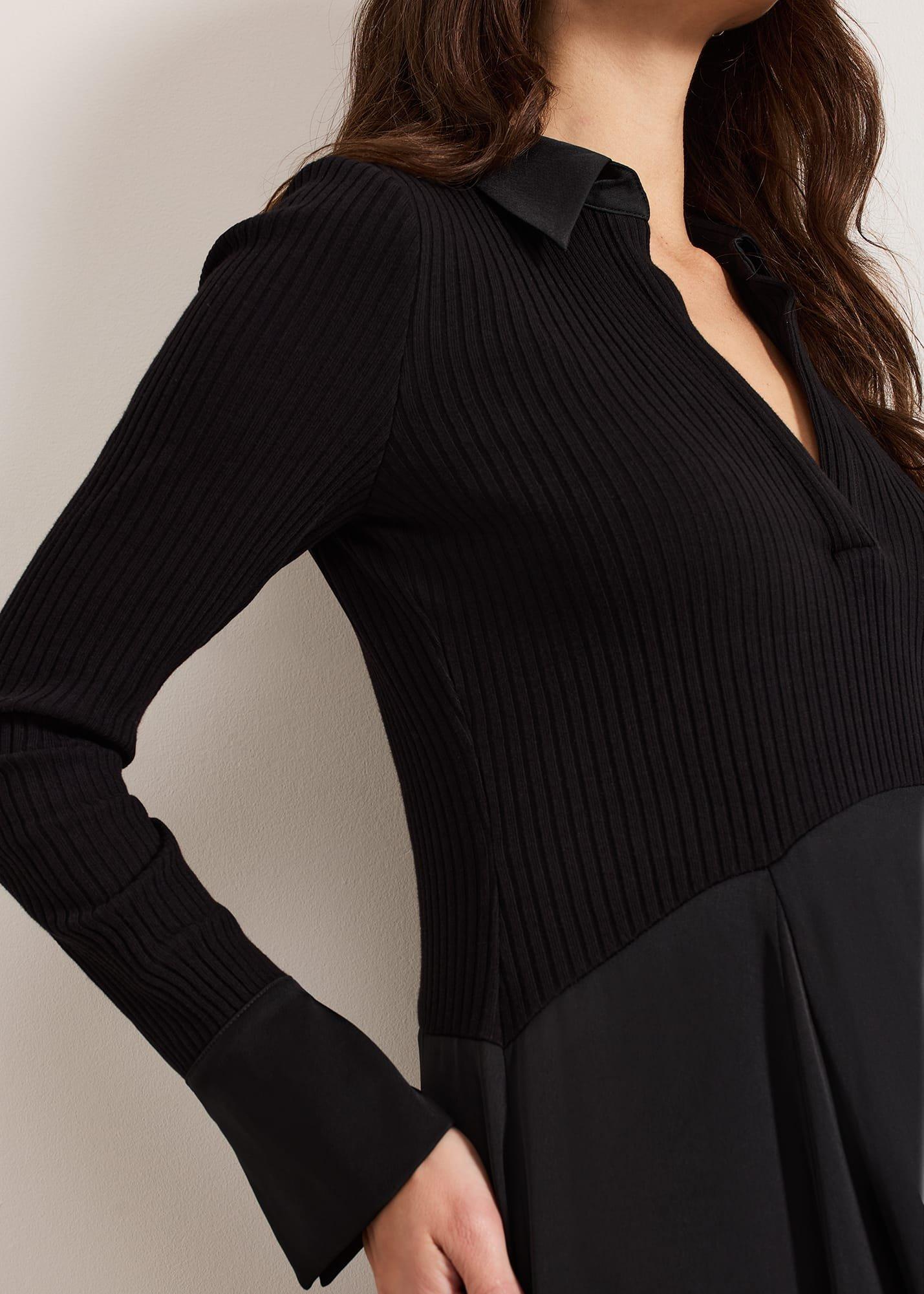 Valeria Black Satin Woven Dress