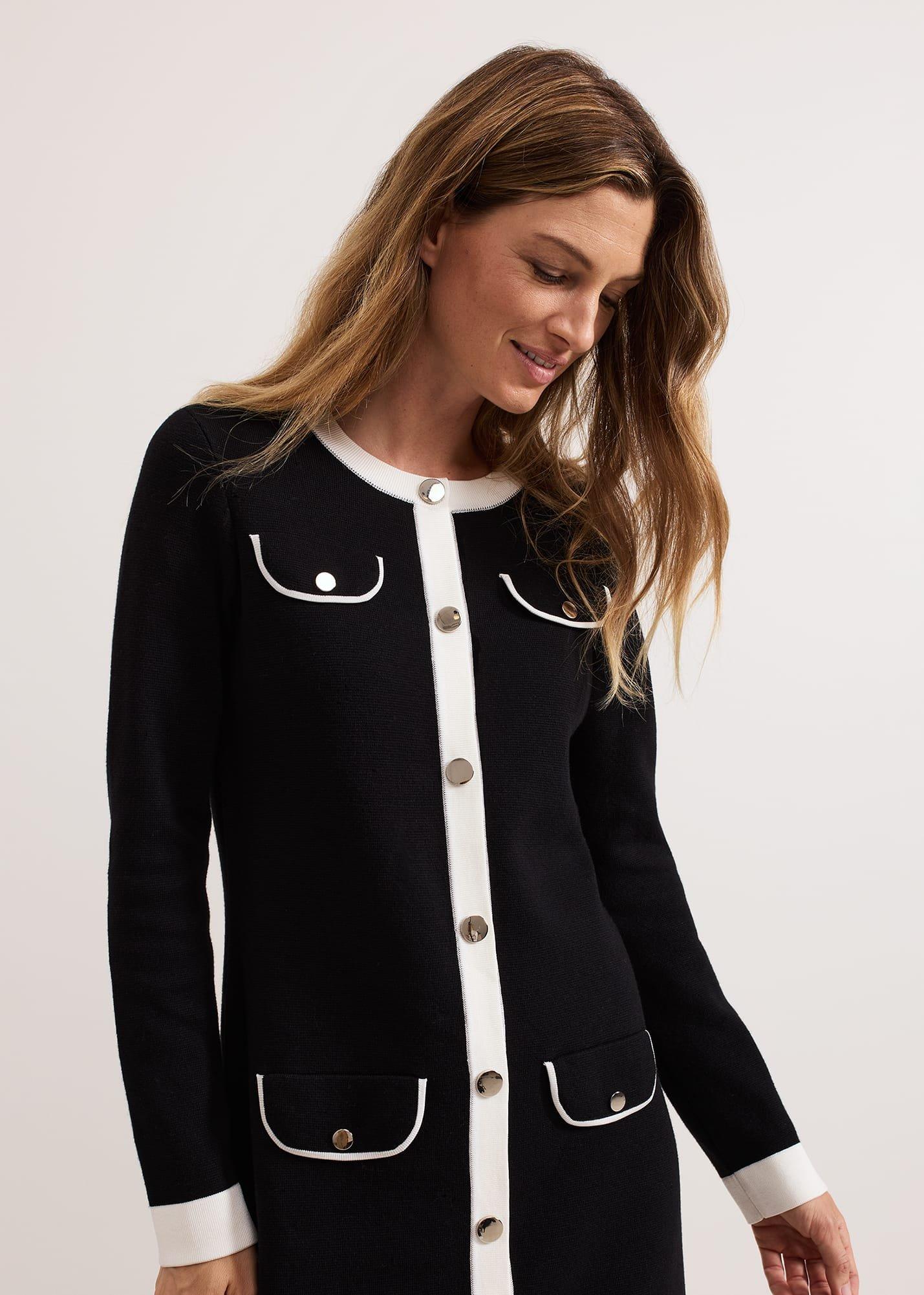 ${product-id}-Jenny Pocket Shift Dress-Black/Ivory-${view-type}