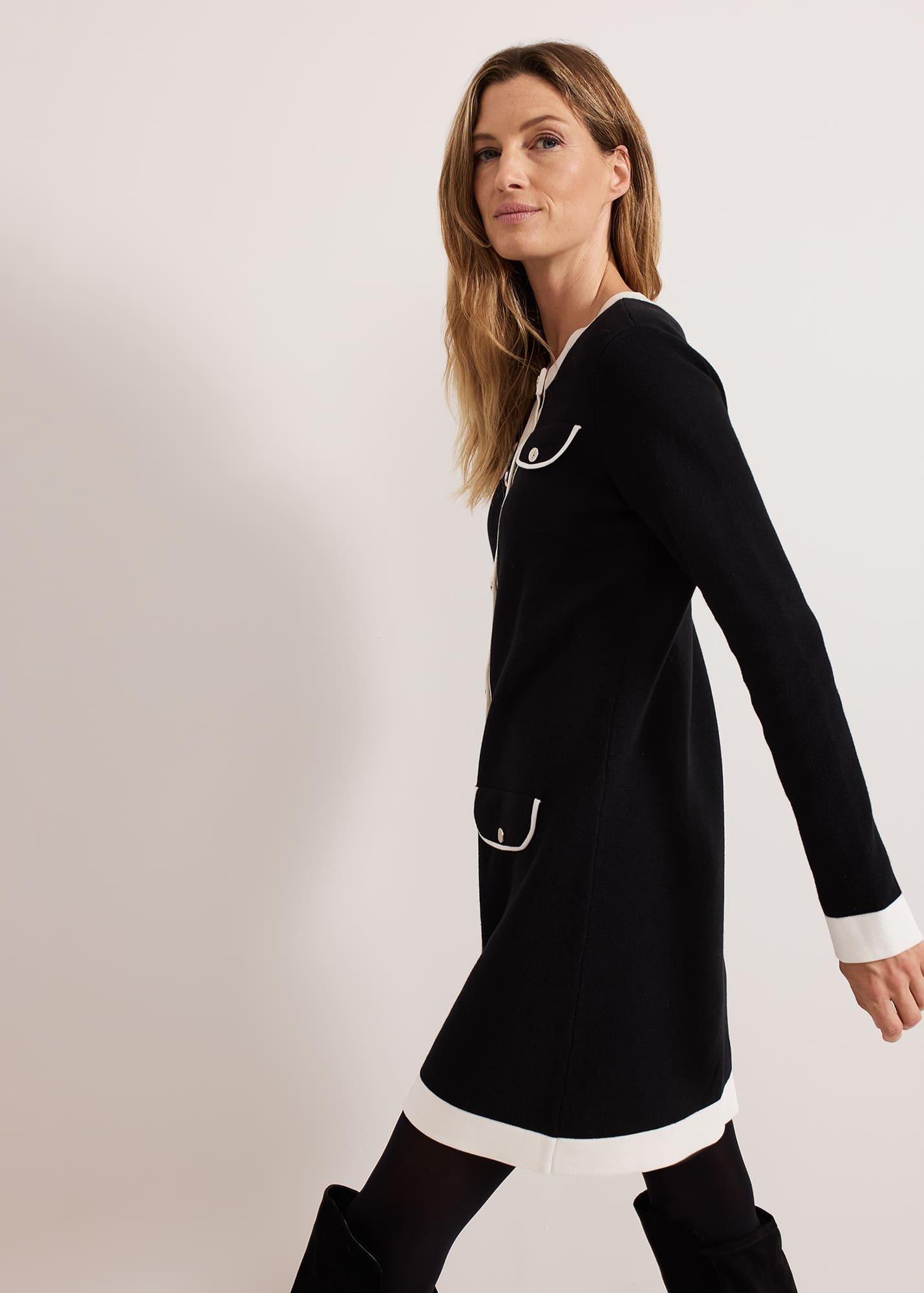 ${product-id}-Jenny Pocket Shift Dress-Black/Ivory-${view-type}