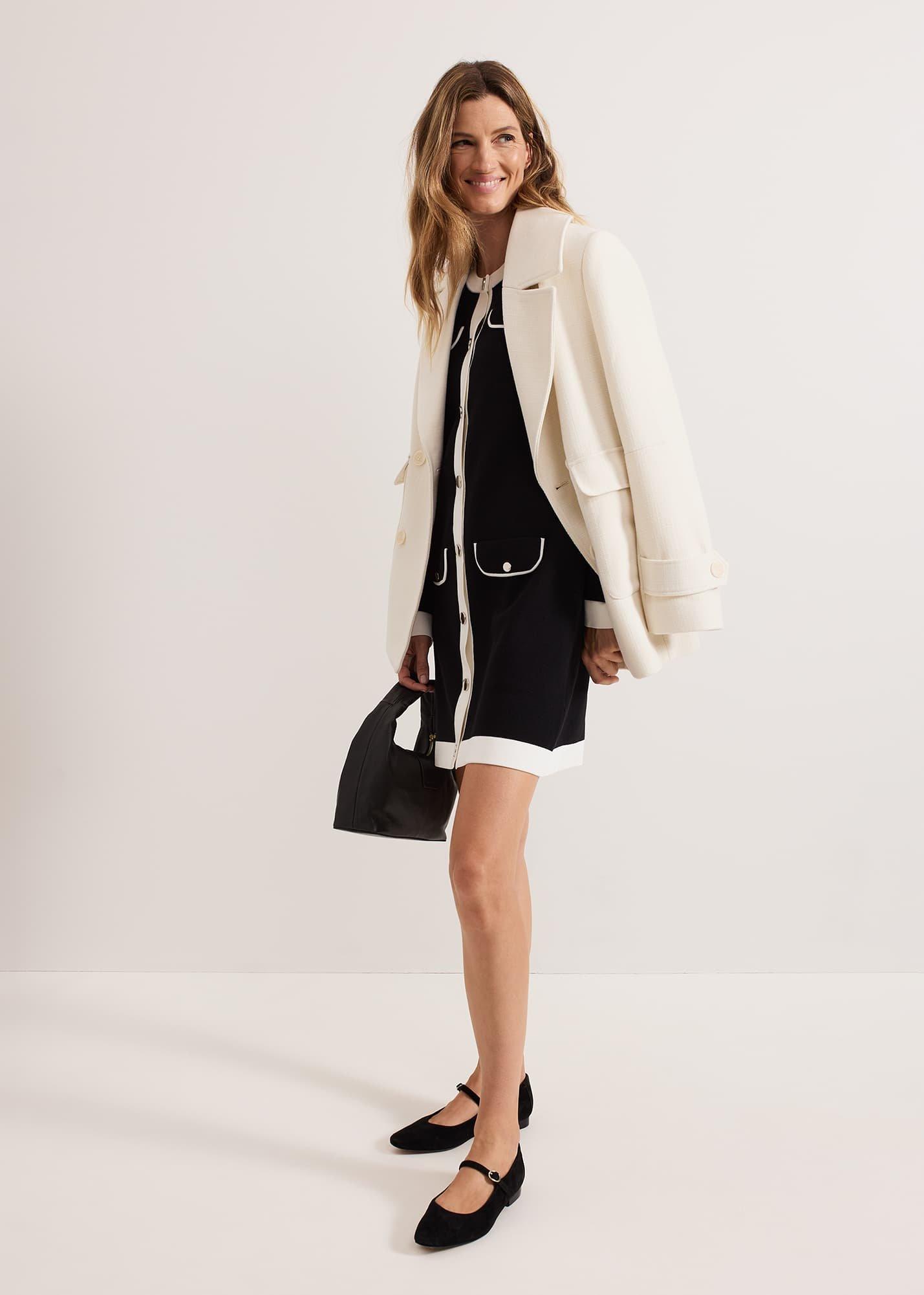 ${product-id}-Jenny Pocket Shift Dress-Black/Ivory-${view-type}