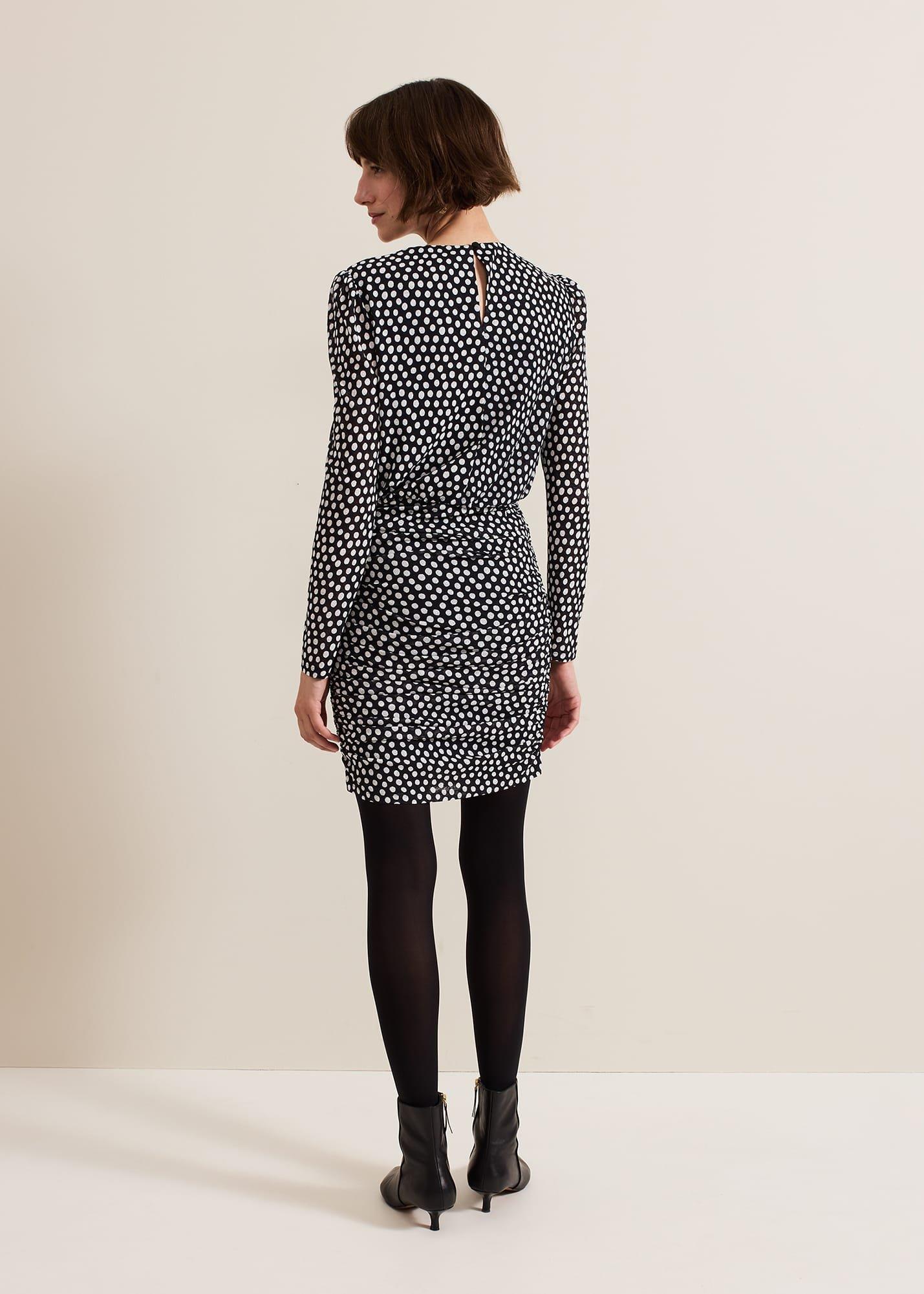 Teodroa Spot Mini Ruched Dress