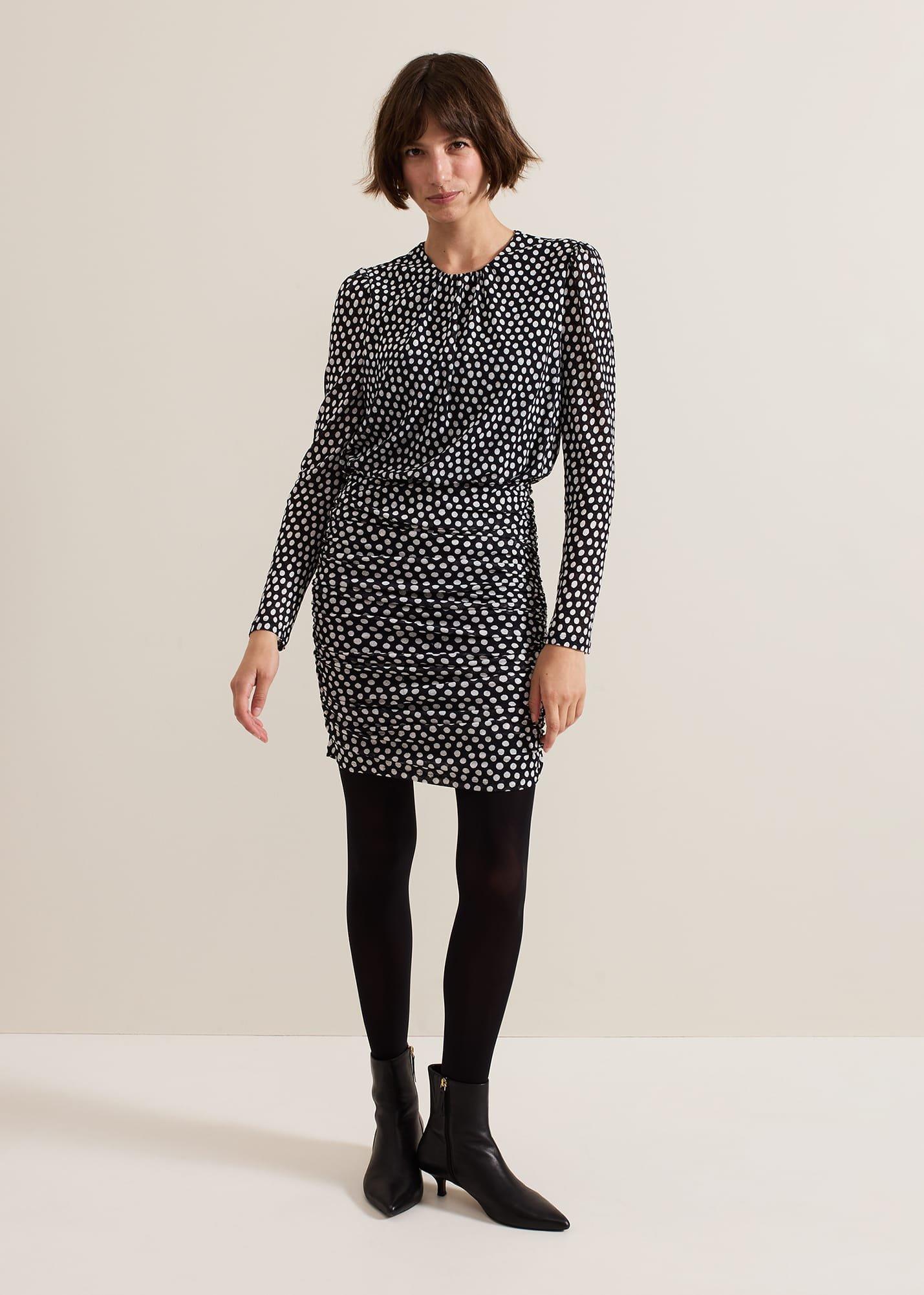 Teodroa Spot Mini Ruched Dress