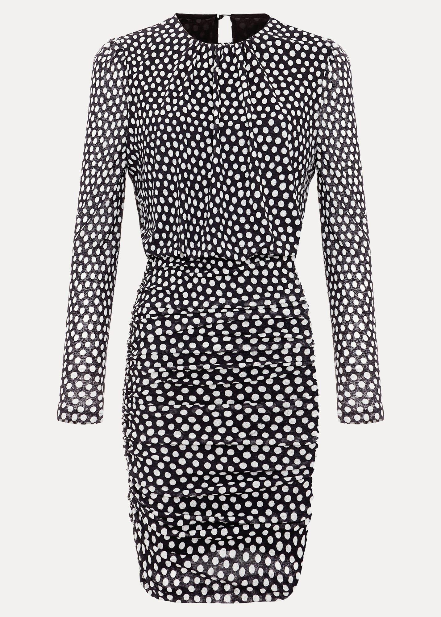 Teodroa Spot Mini Ruched Dress