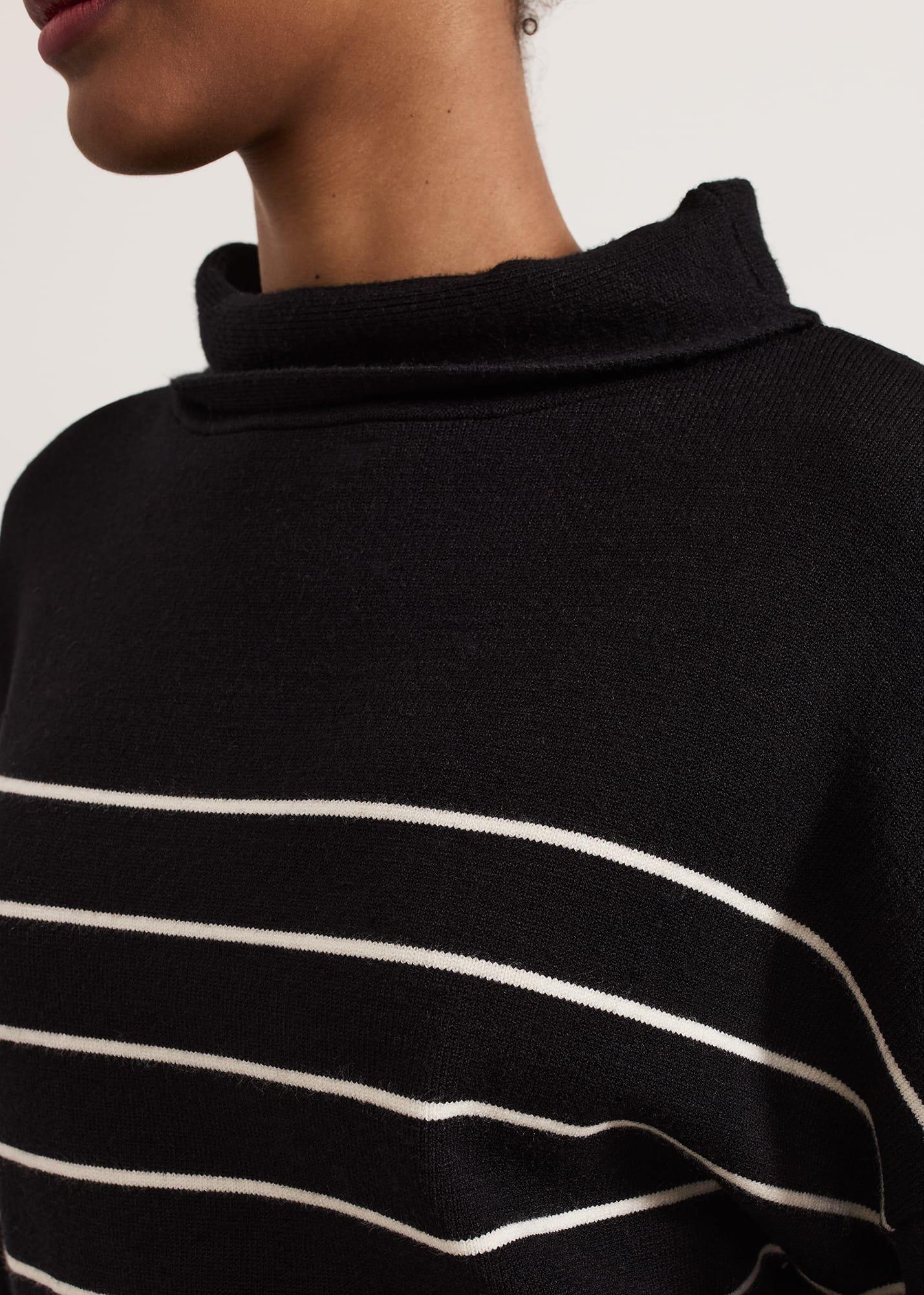 ${product-id}-Skylar Stripe Funnel Neck Jumper Dress-Black/Ivory-${view-type}