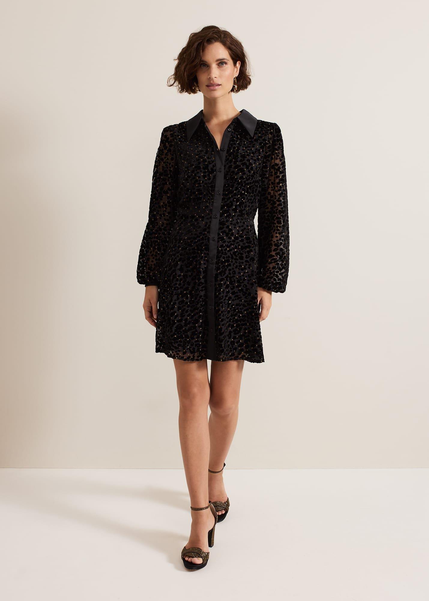 ${product-id}-Esin Shimmer Shirt Dress-Black-${view-type}