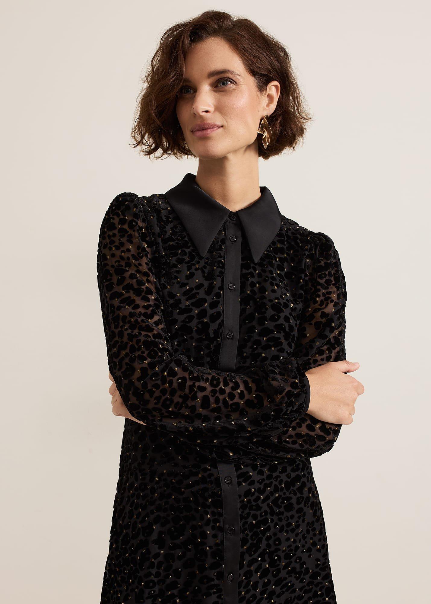 ${product-id}-Esin Shimmer Shirt Dress-Black-${view-type}