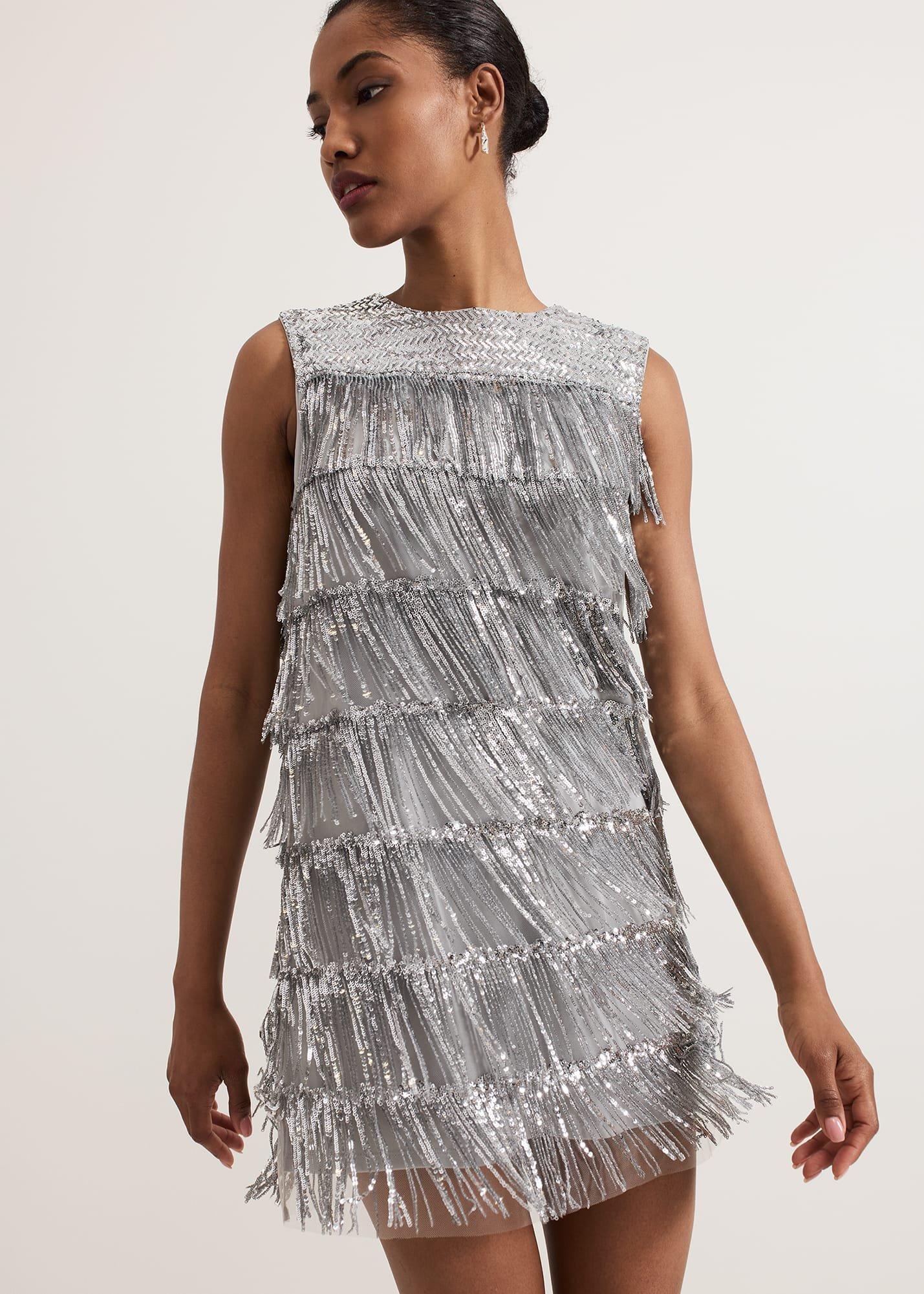 ${product-id}-Lula Fringe Sequin Dress-Silver-${view-type}