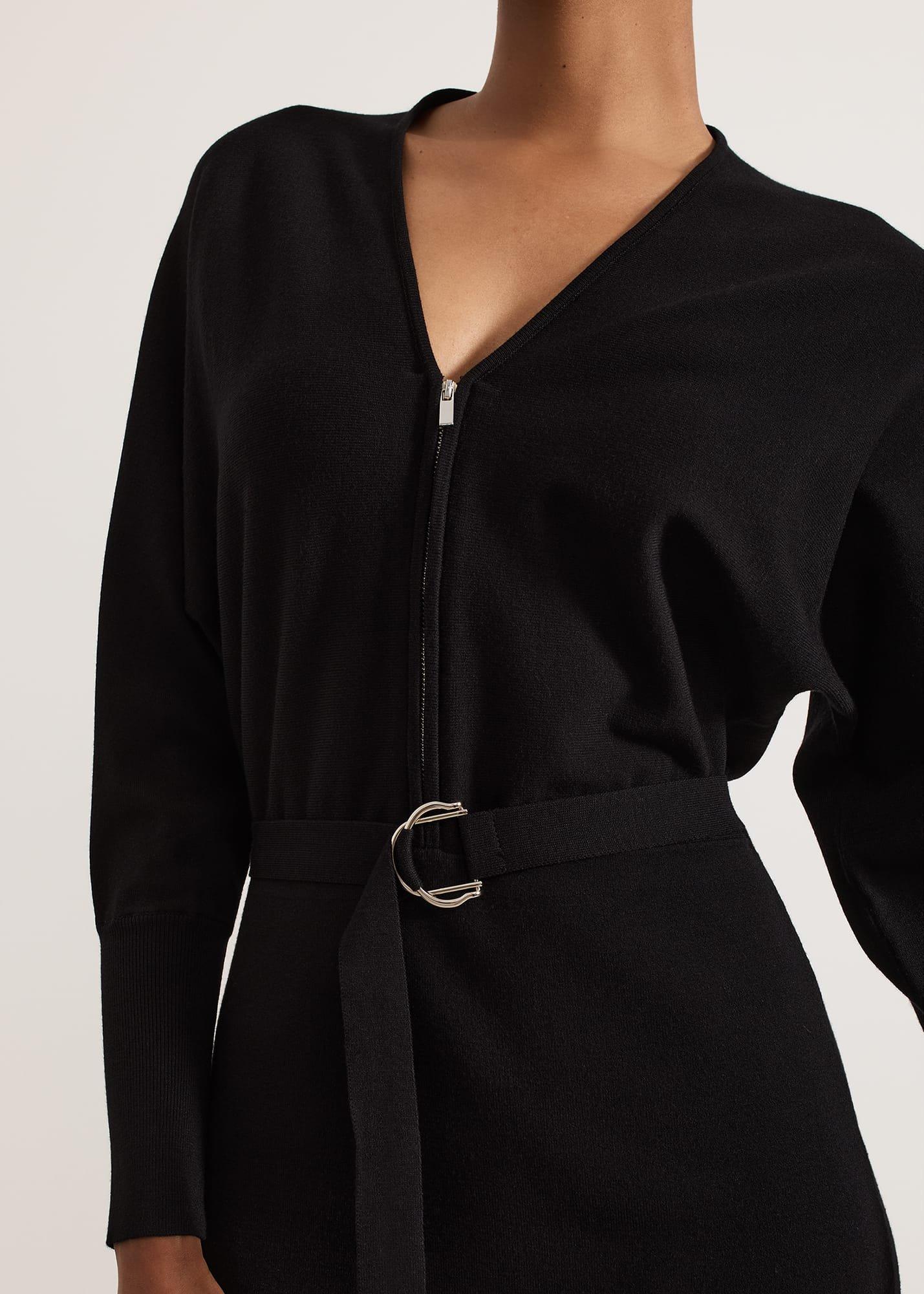 ${product-id}-Dixie Batwing Zip Belted Dress-Black-${view-type}