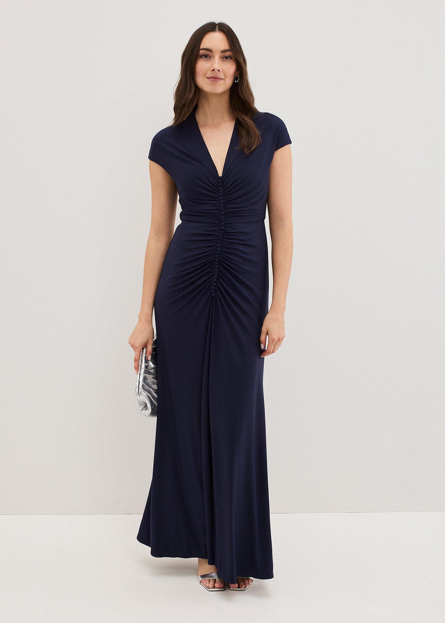 Daisy Navy Ruched Maxi Dress