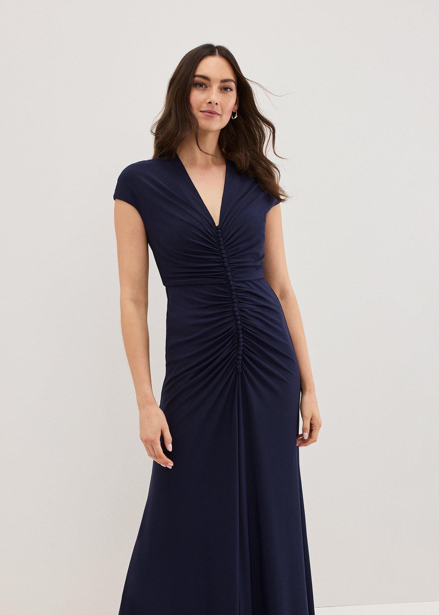 ${product-id}-Daisy Navy Ruched Maxi Dress-Navy-${view-type}