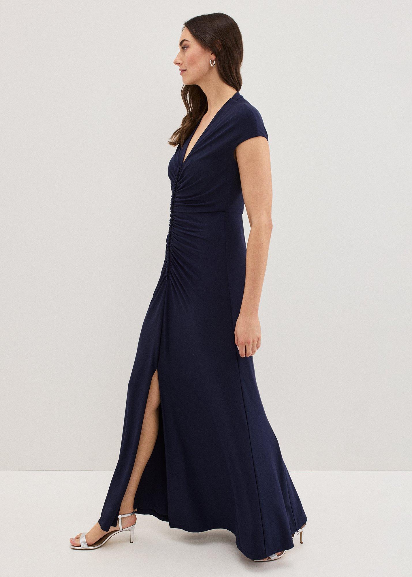${product-id}-Daisy Navy Ruched Maxi Dress-Navy-${view-type}