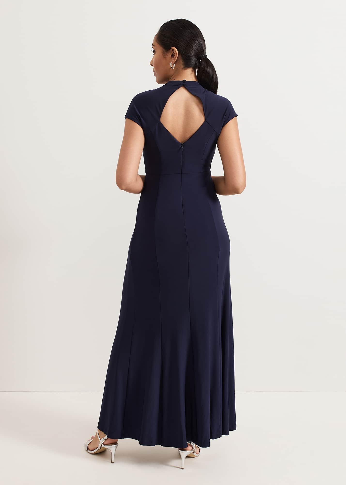 Petite Daisy Navy Ruched Maxi Dress